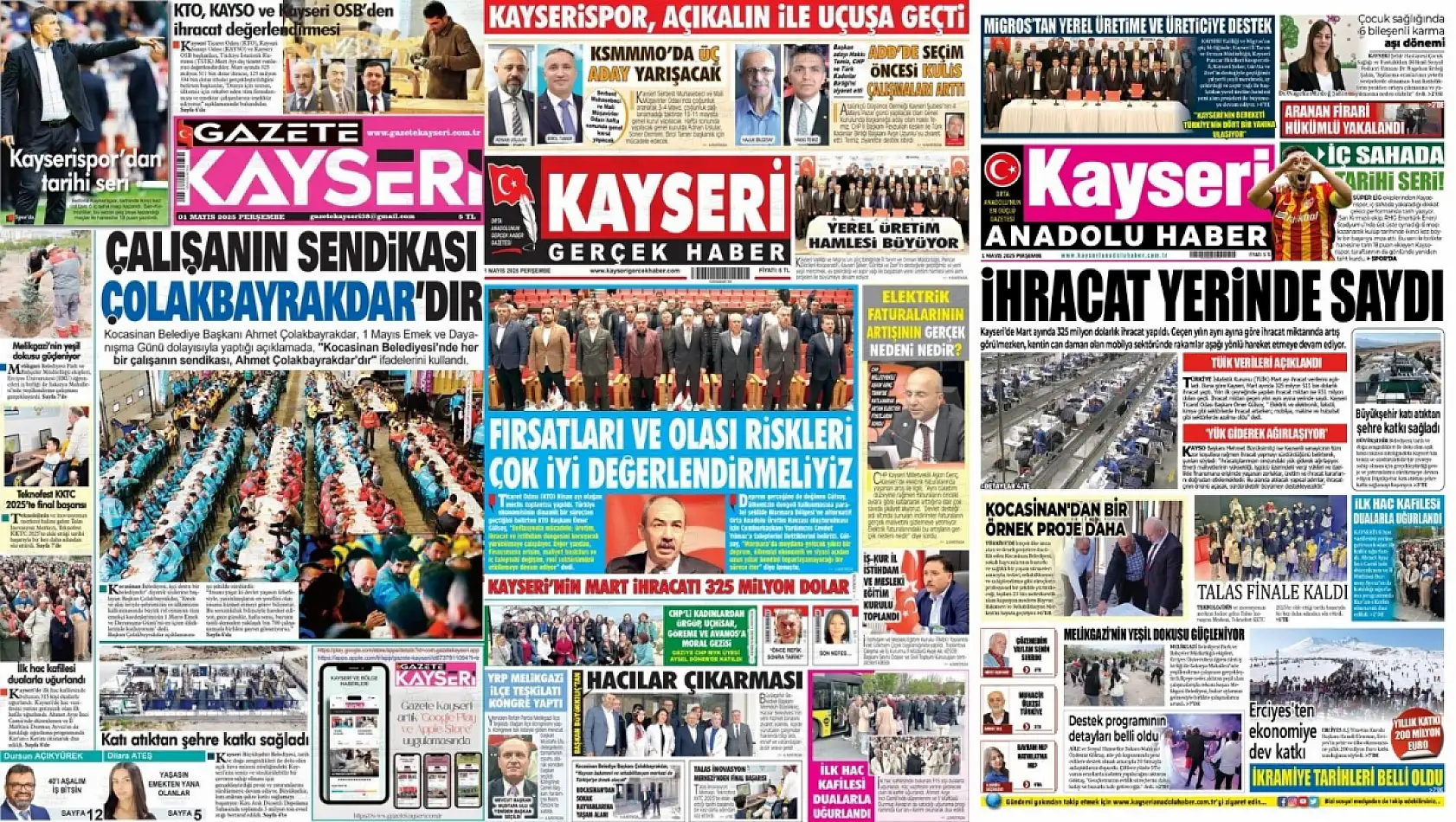 Kayseri Gazeteleri'nde 1 Mayıs Perşembe gündemi belli oldu - İşte yerel basında öne çıkan başlıklar…