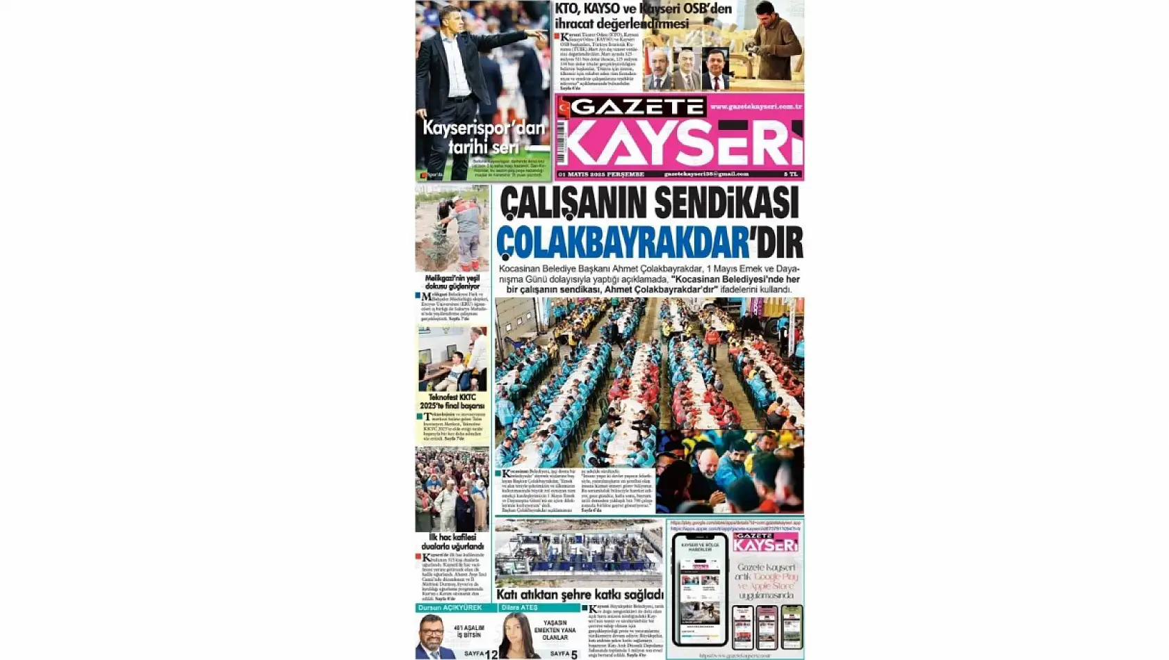 Kayseri Gazeteleri'nde 1 Mayıs Perşembe gündemi belli oldu - İşte yerel basında öne çıkan başlıklar…