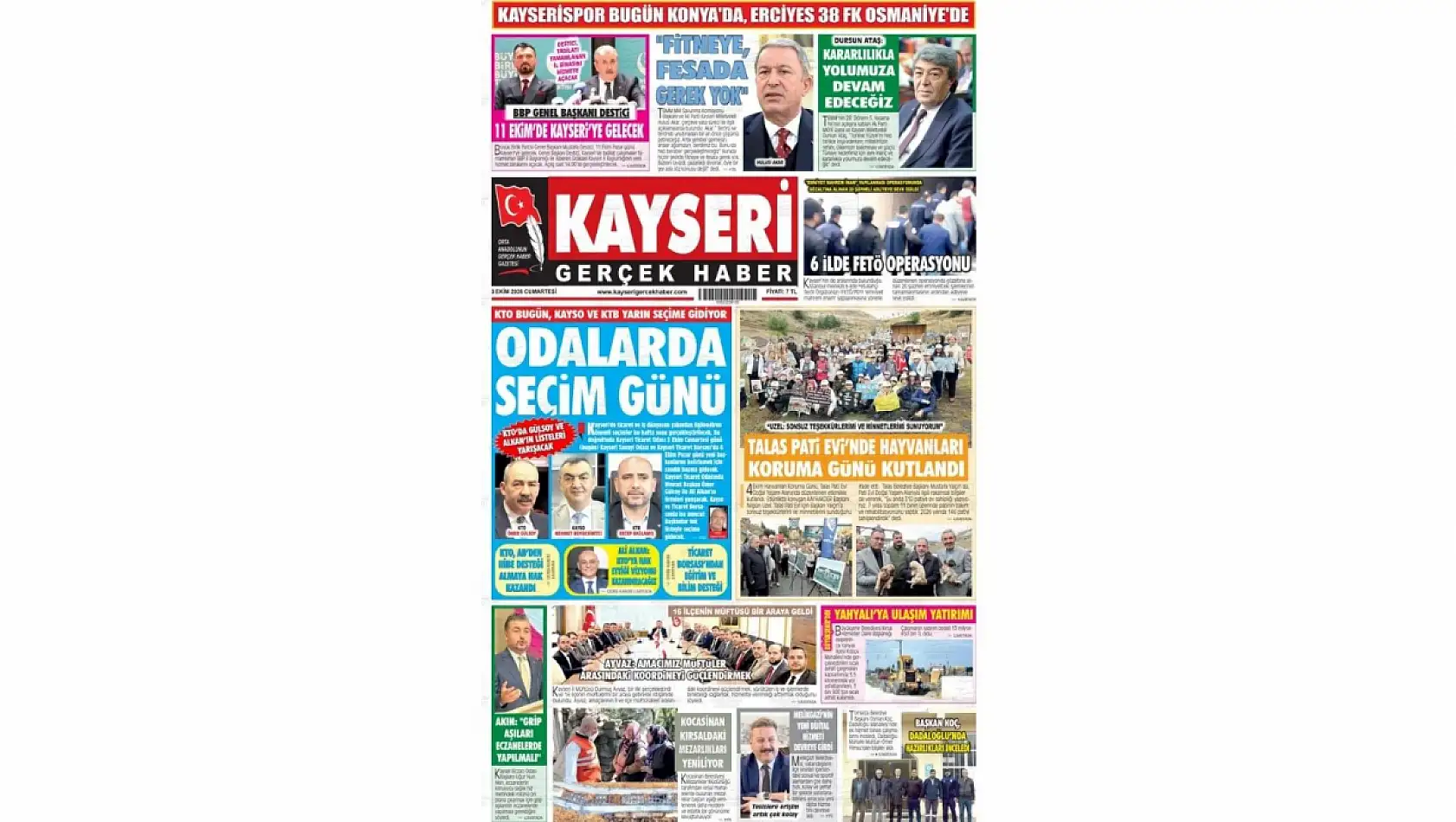 Kayseri yerel gazeteleri gündemin nabzını tuttu: İşte 3 Ekim 2026 manşet haberleri