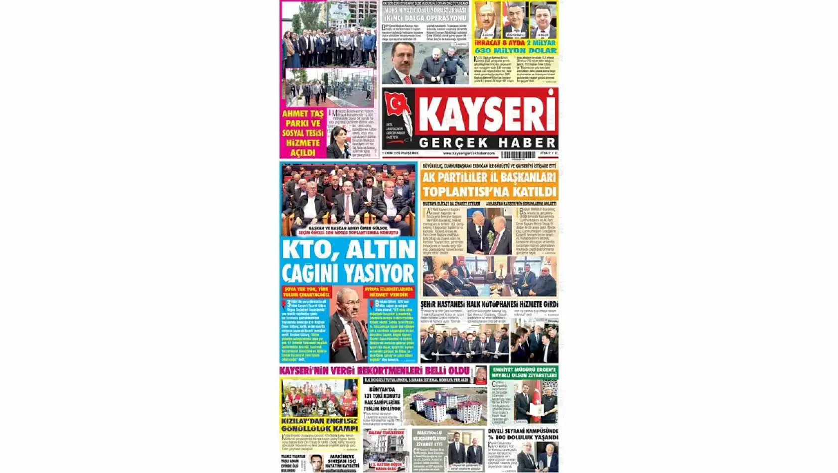Kayseri yerel gazeteleri 1 Ekim sabahına hangi manşetlerle çıktı?