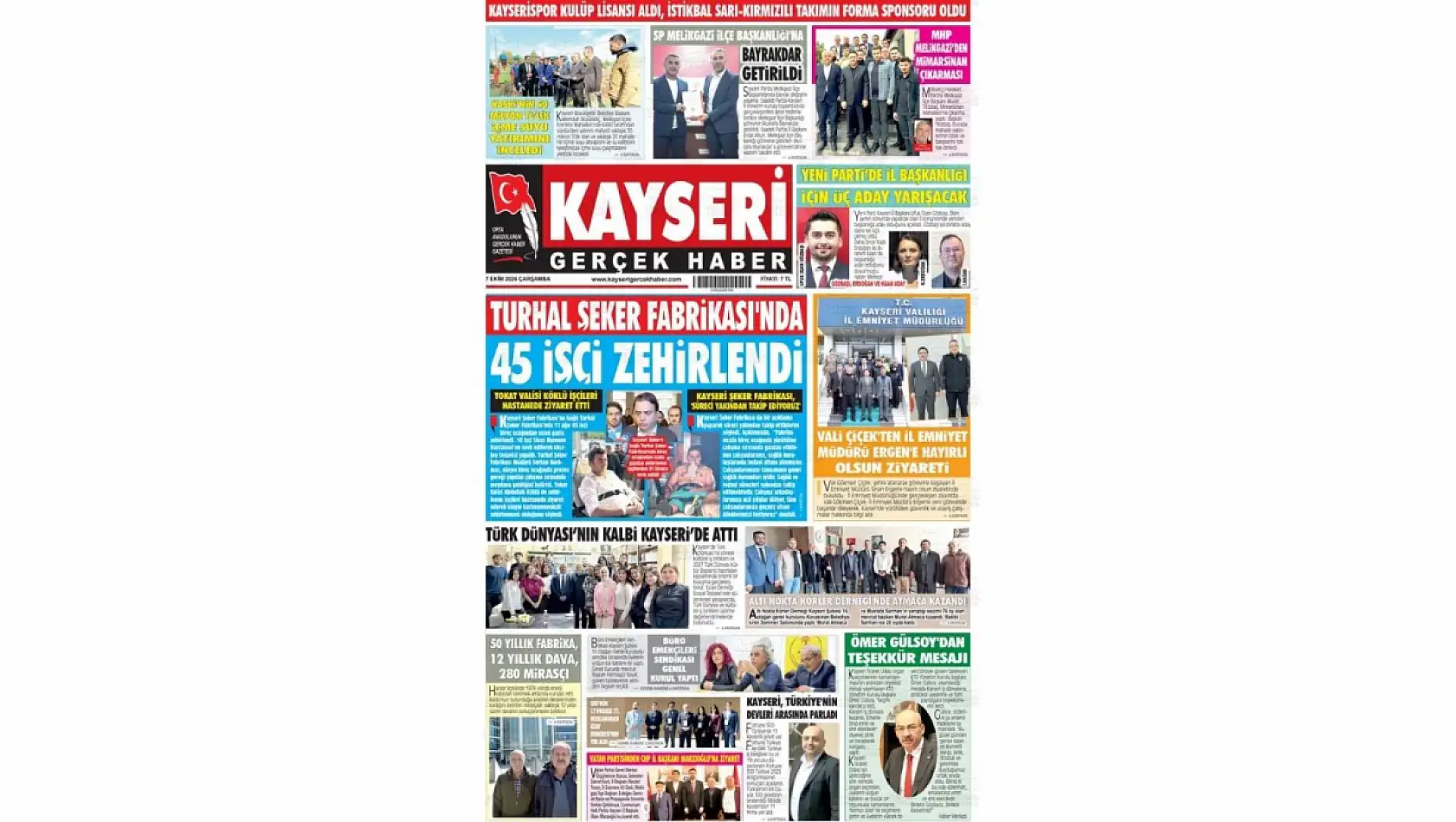 Kayseri yerel gazeteleri kent gündemini belirledi: Deprem Çalıştayı ve zehirlenme...