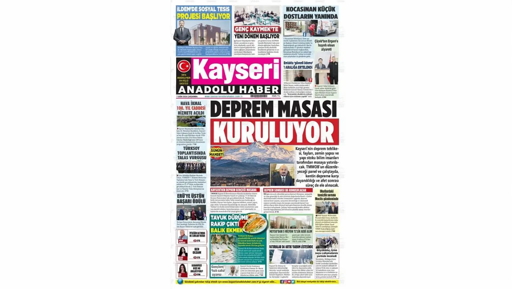 Kayseri yerel gazeteleri kent gündemini belirledi: Deprem Çalıştayı ve zehirlenme...