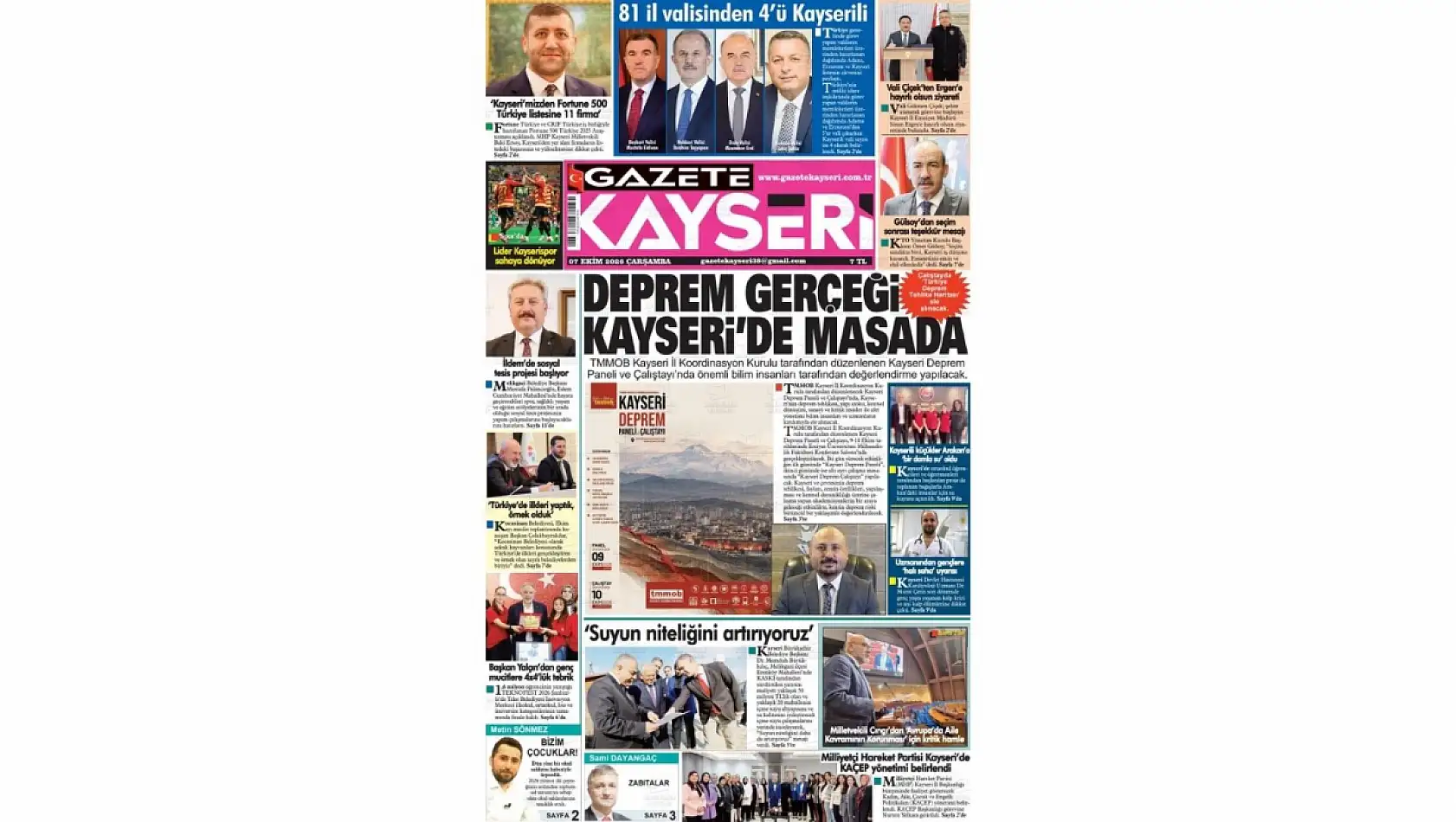 Kayseri yerel gazeteleri kent gündemini belirledi: Deprem Çalıştayı ve zehirlenme...