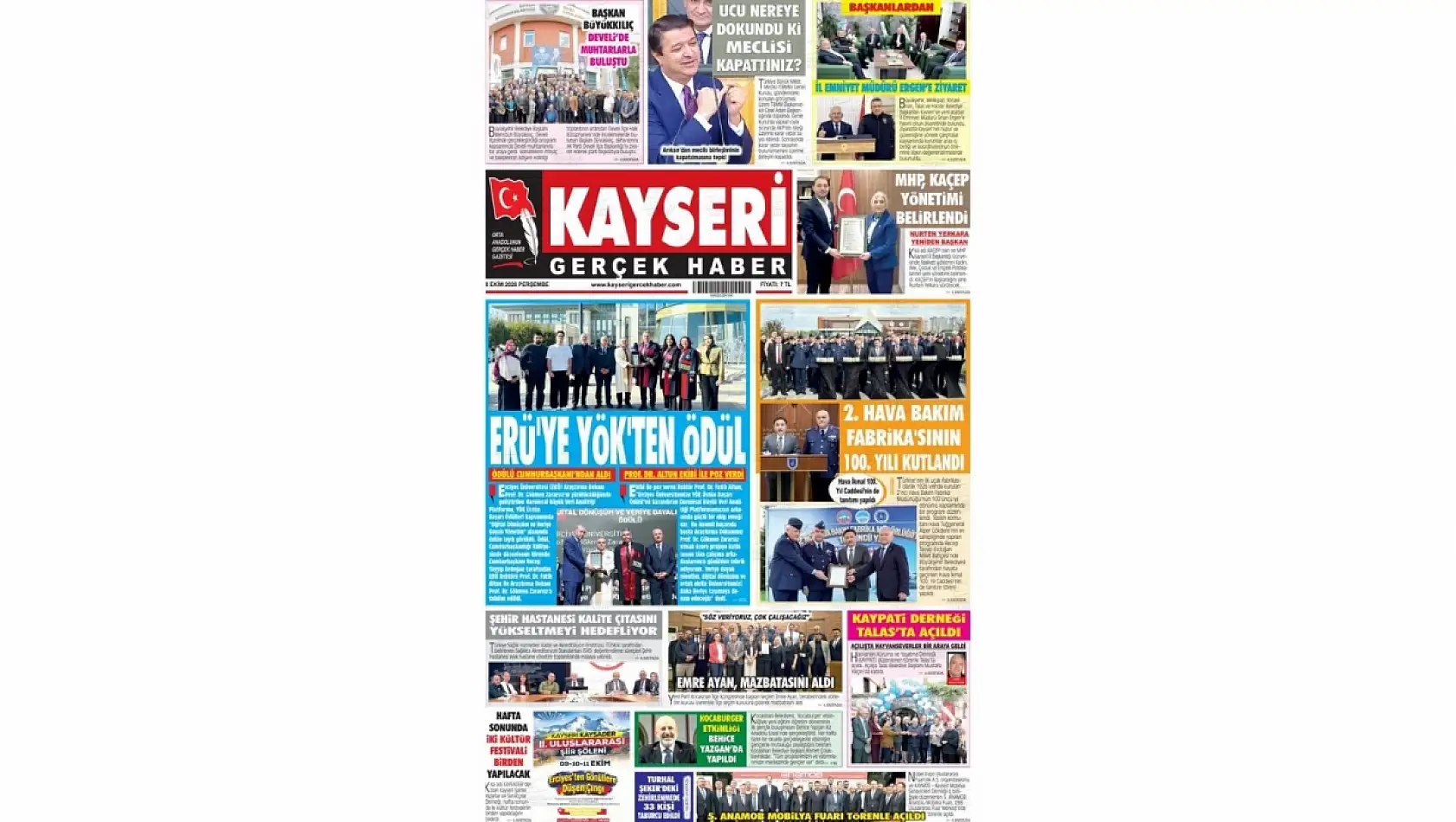 Kayseri yerel gazetelerinden çarpıcı manşetler! (8 Ekim 2026)