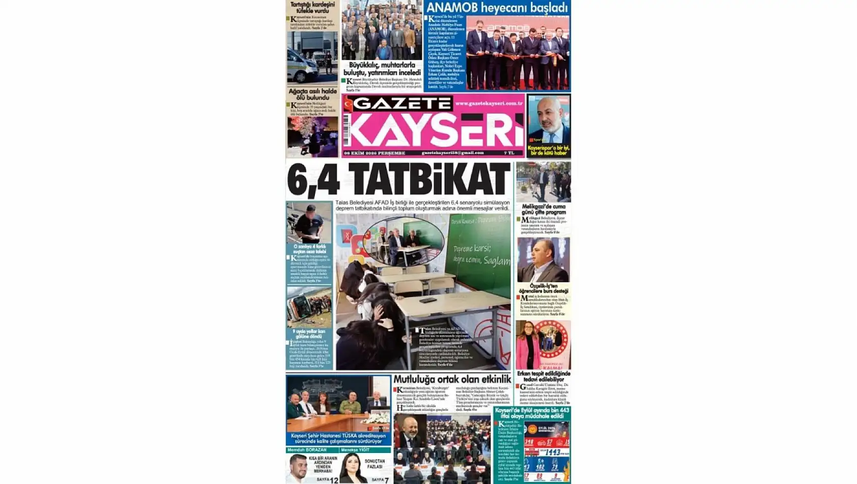 Kayseri yerel gazetelerinden çarpıcı manşetler! (8 Ekim 2026)