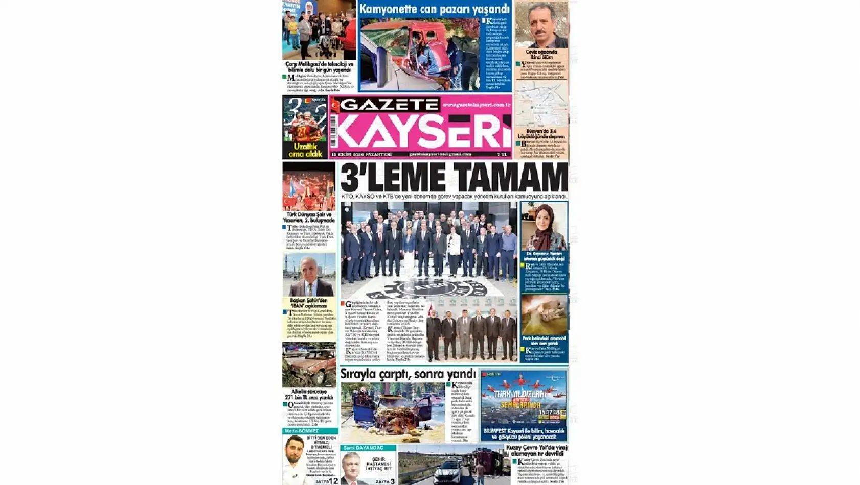 Kayseri gazetelerinden 12 Ekim sabahına çarpıcı manşetler!