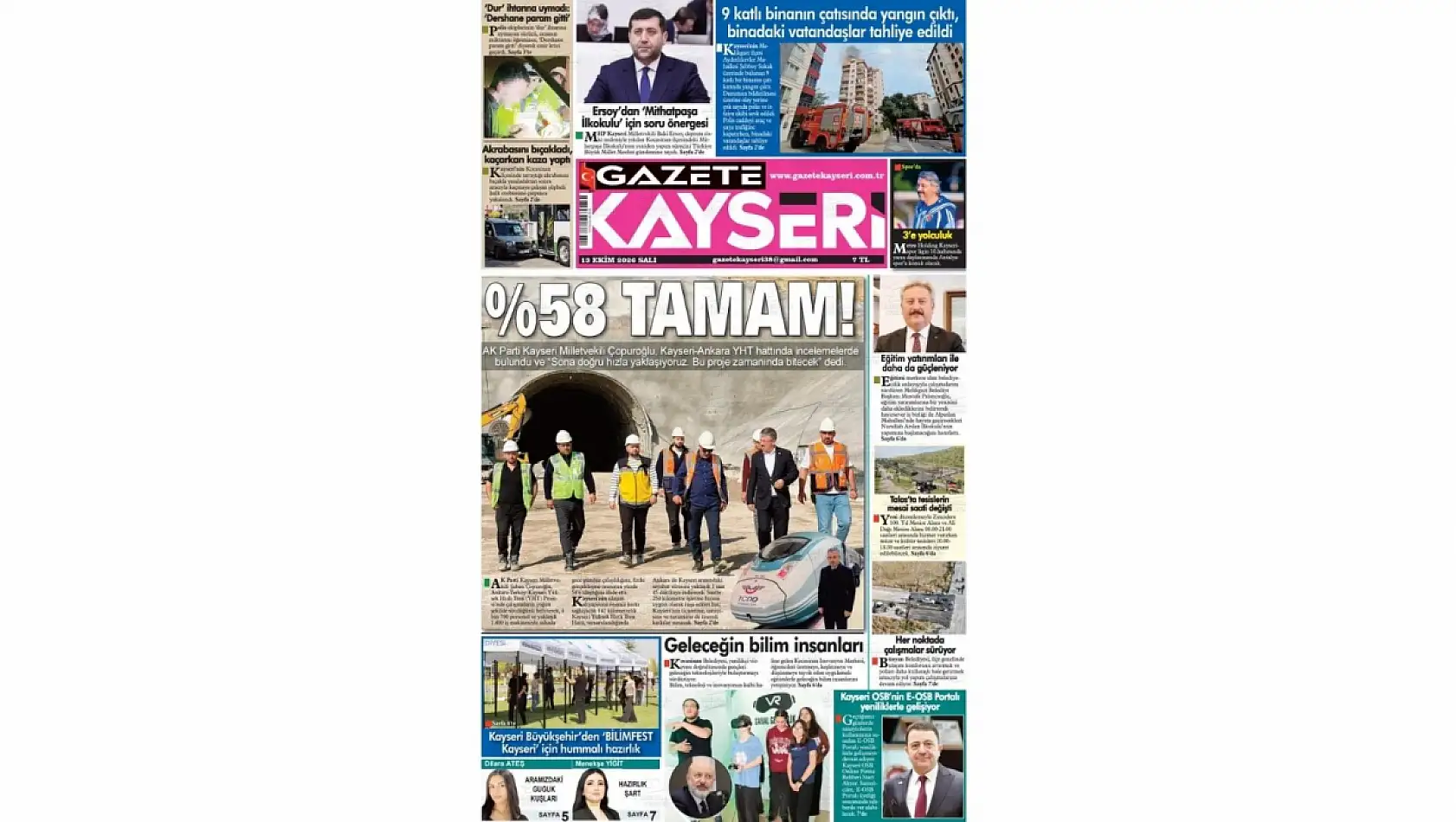 Kayseri yerel gazeteleri 13 Ekim gündemini belirledi!
