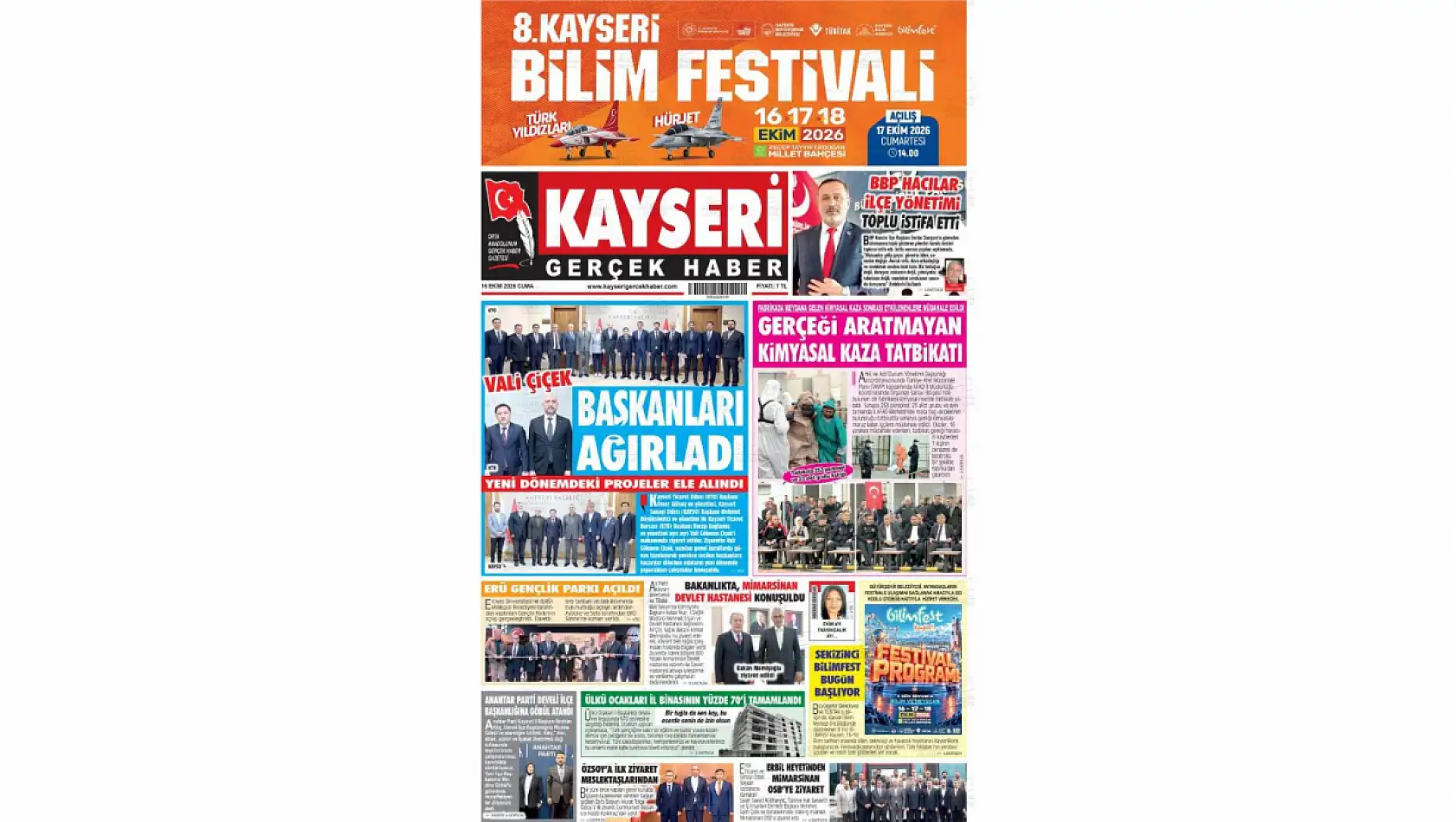 Kayseri yerel gazetelerinden 16 Ekim manşet haberleri!