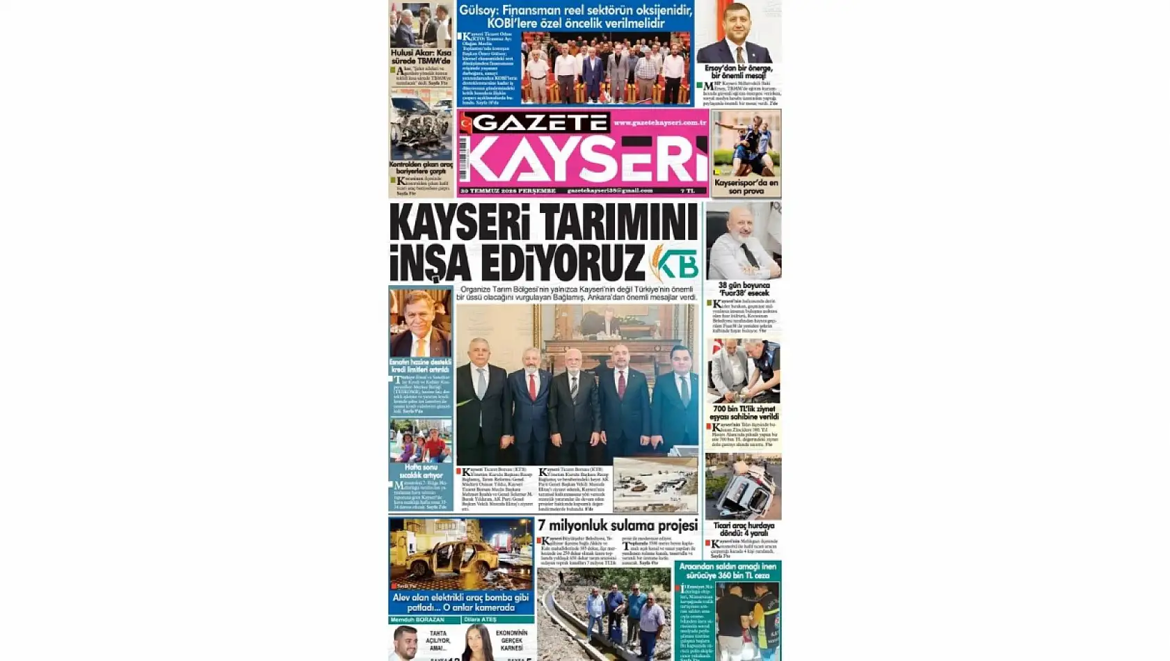 Kayseri yerel gazeteleri 30 Temmuz sabahına hangi manşetlerle çıktı?