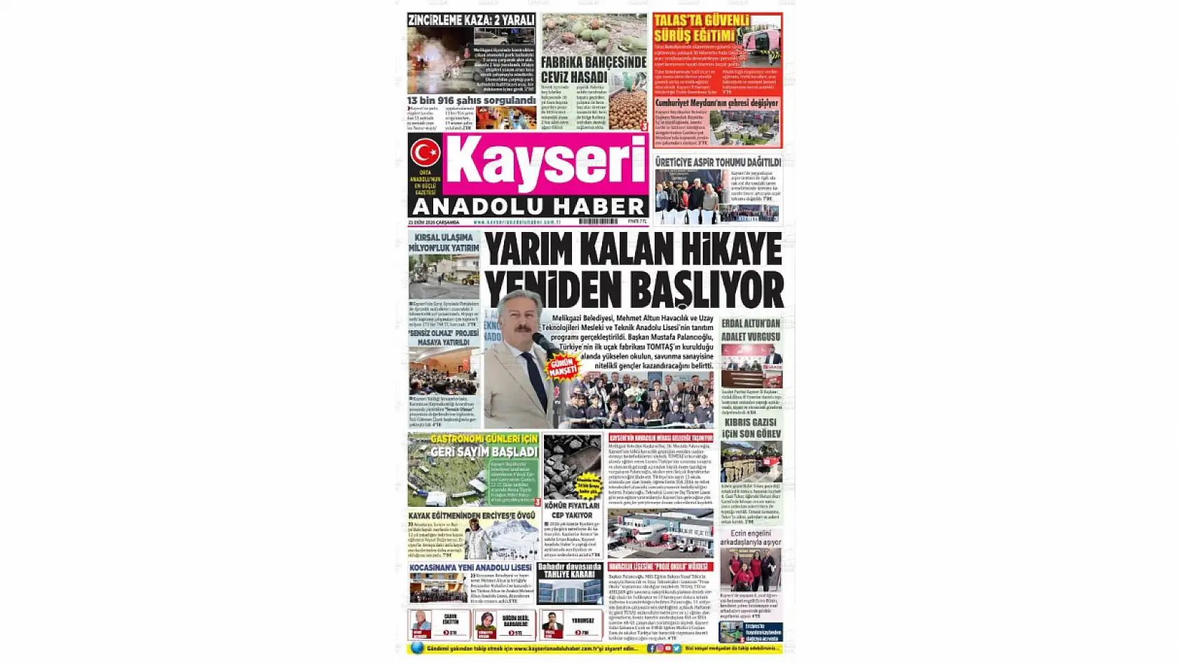 Kayseri gazetelerinden 21  Ekim sabahına çarpıcı manşetler!