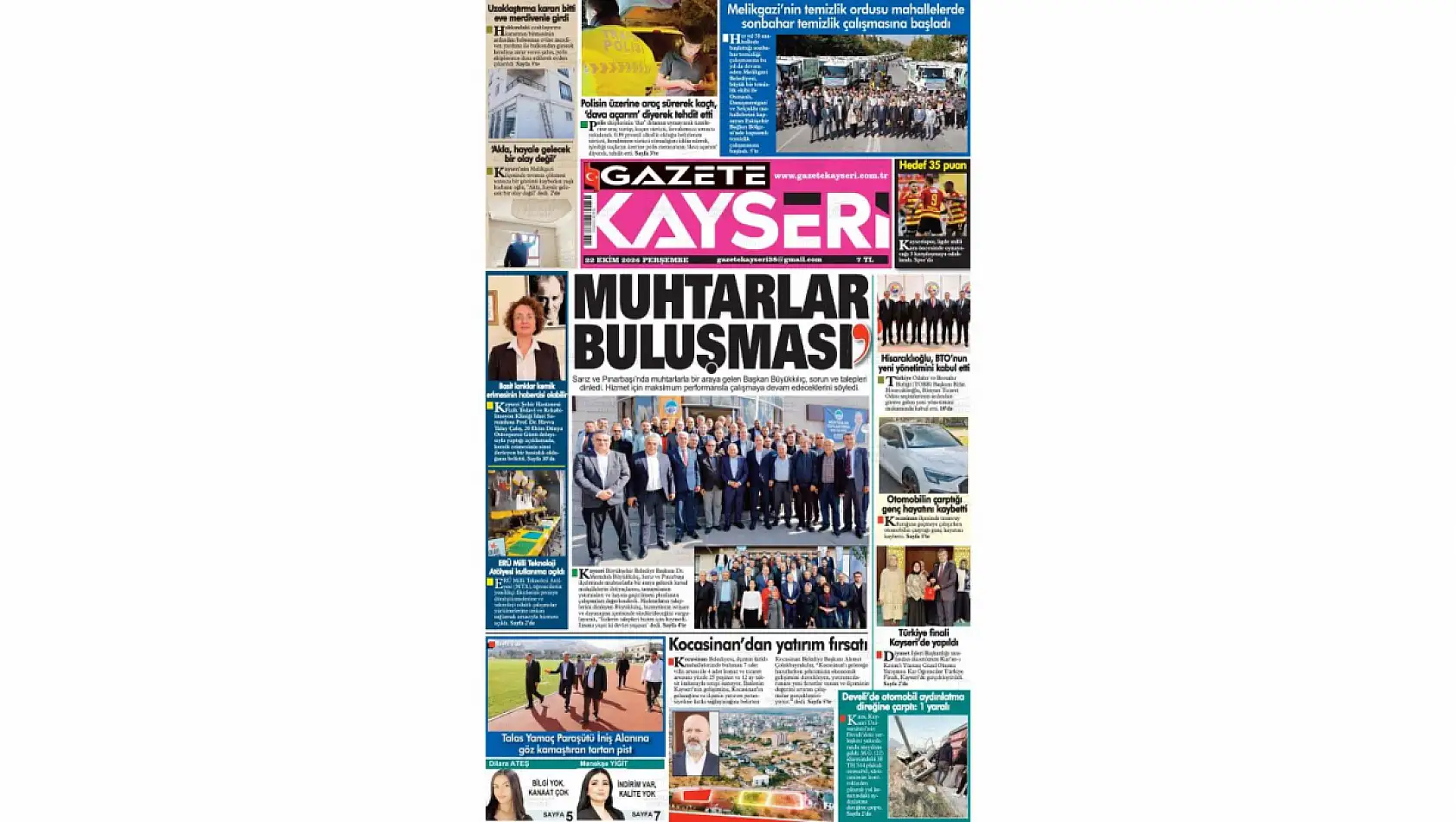Kayseri gazetelerinin 22 Ekim 2026 mesaisi: İşte gündemi belirleyen manşet haberleri!