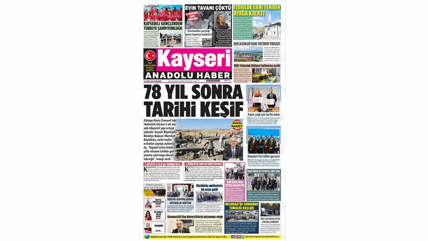 Kayseri gazetelerinin 22 Ekim 2026 mesaisi: İşte gündemi belirleyen manşet haberleri!
