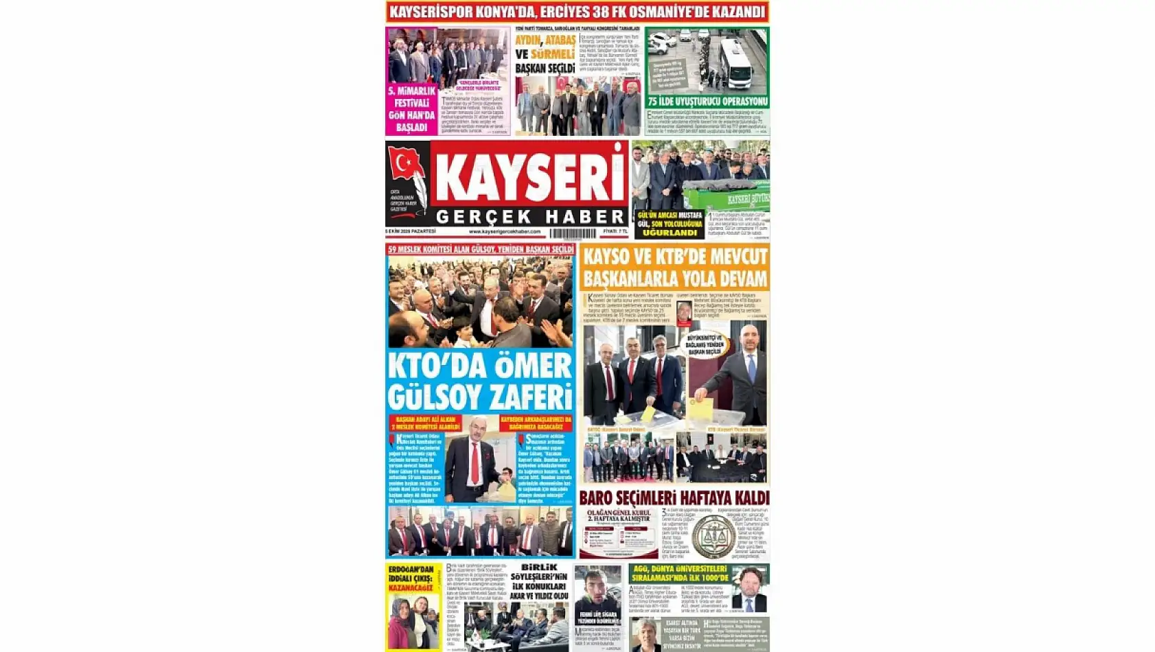 Kayseri gazetelerinin 5 Ekim manşeti ''oda seçimleri'' oldu!