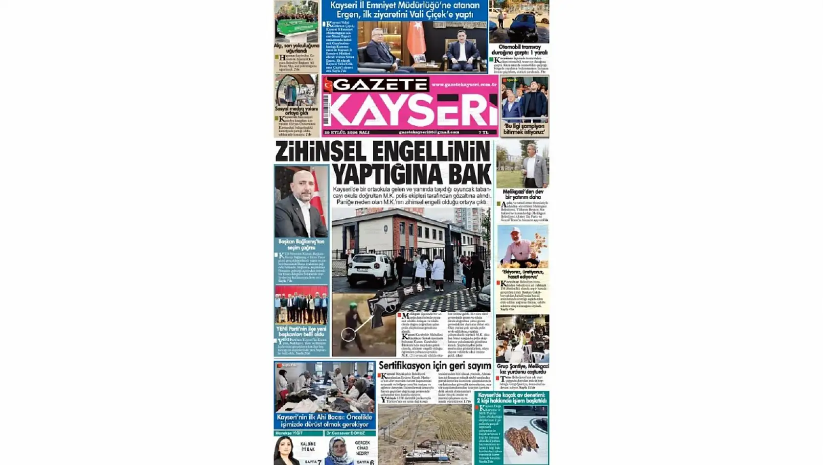 Kayseri yerel gazetelerinden çarpıcı manşetler: Dağ kızağı, Sinan Ergen, zihinsel engelli...