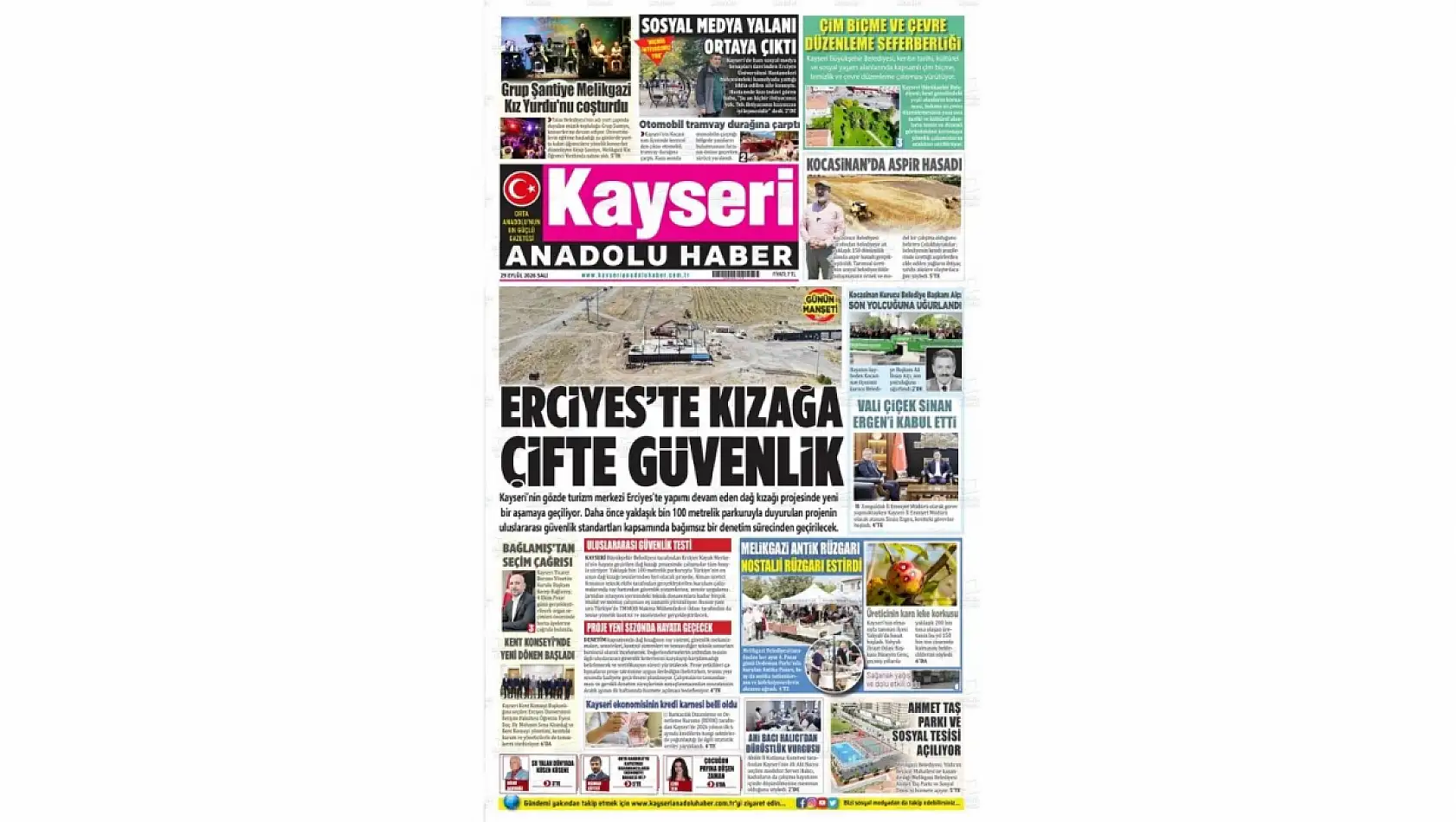 Kayseri yerel gazetelerinden çarpıcı manşetler: Dağ kızağı, Sinan Ergen, zihinsel engelli...