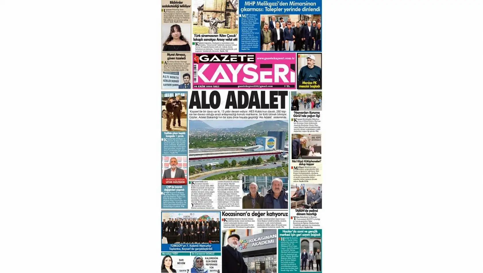 Kayseri basınından çarpıcı manşetler: Arazi düğümü, Alo Adalet, CHP...