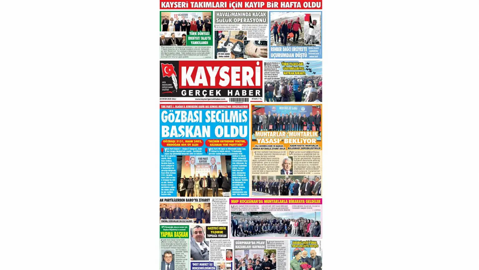 Kayseri'nin 20 Ekim 2026 gündemi: Ufuk Ozan Gözbaşı, Kartal Katlı Kavşağı, Kayseri Havalimanı...