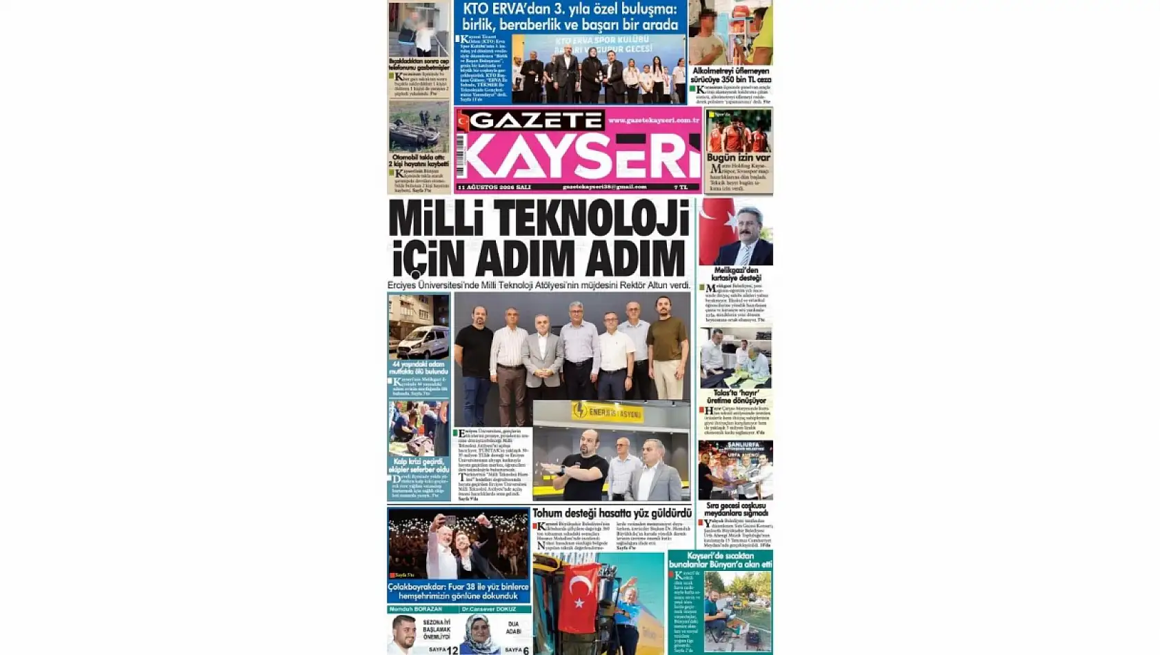 Kayseri yerel gazeteleri 11 Ağustos sabahına hangi manşetlere çıktı?