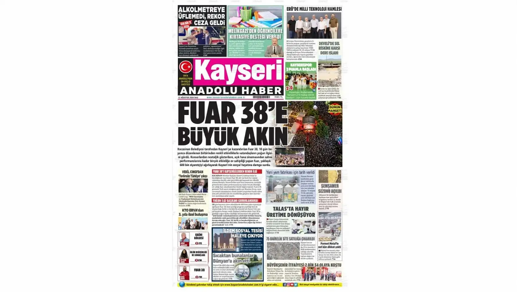 Kayseri yerel gazeteleri 11 Ağustos sabahına hangi manşetlere çıktı?