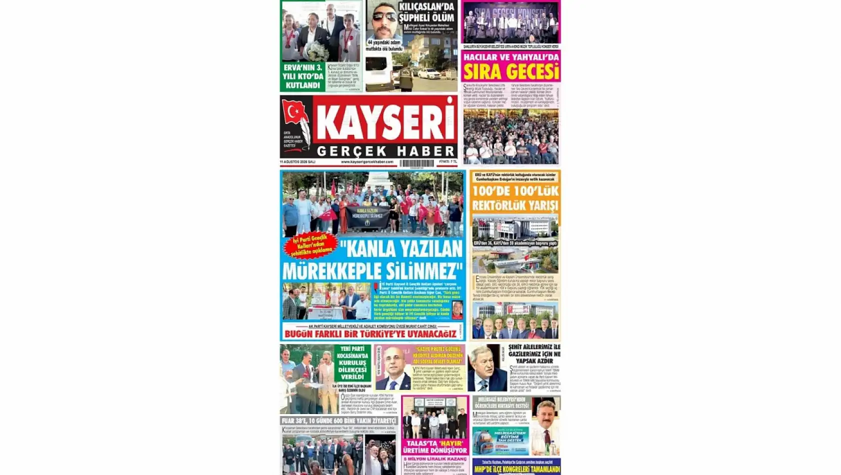 Kayseri yerel gazeteleri 11 Ağustos sabahına hangi manşetlere çıktı?