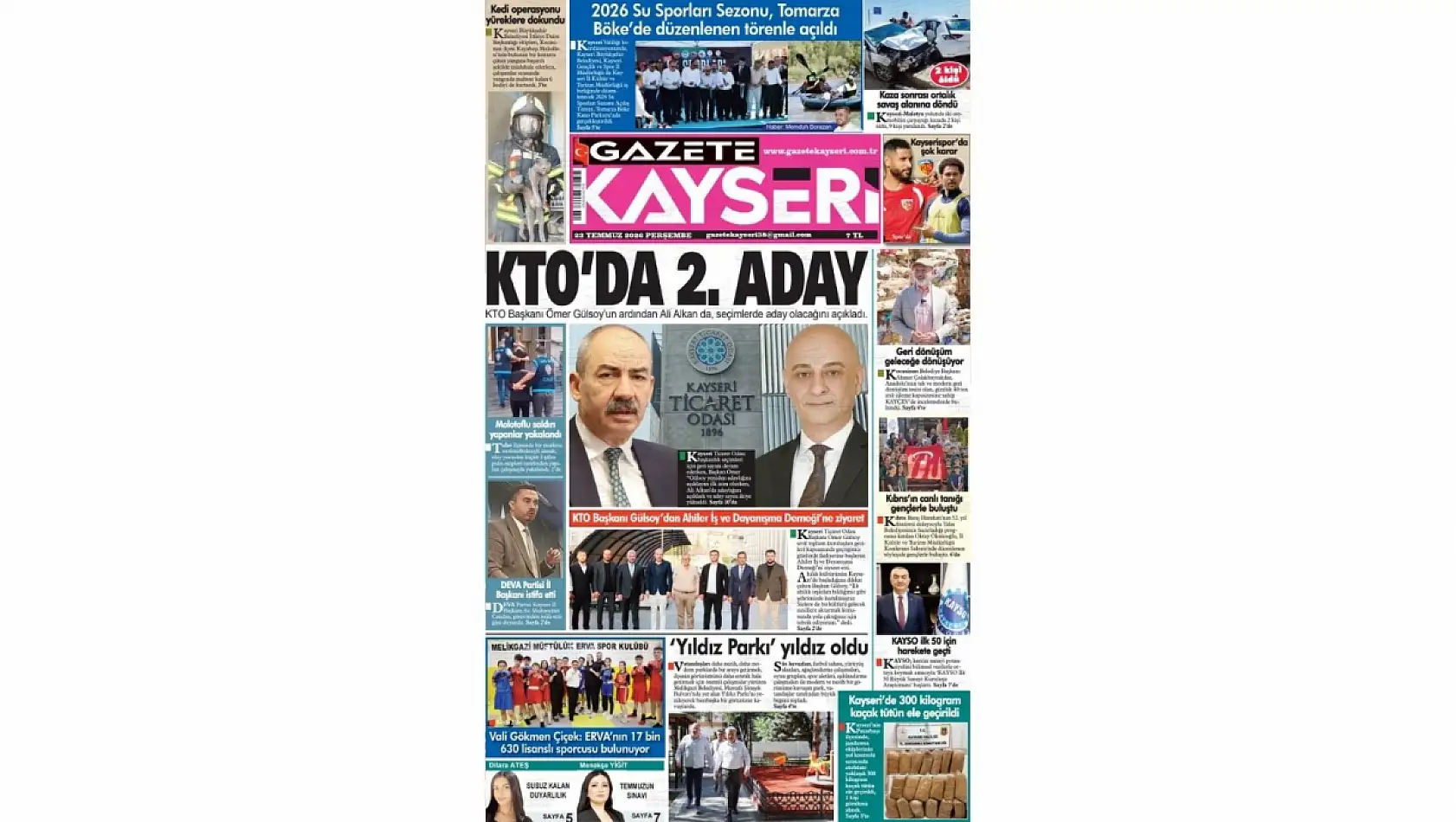 Kayseri yerel gazetelerinden 23 Temmuz sabahına çarpıcı manşetler!