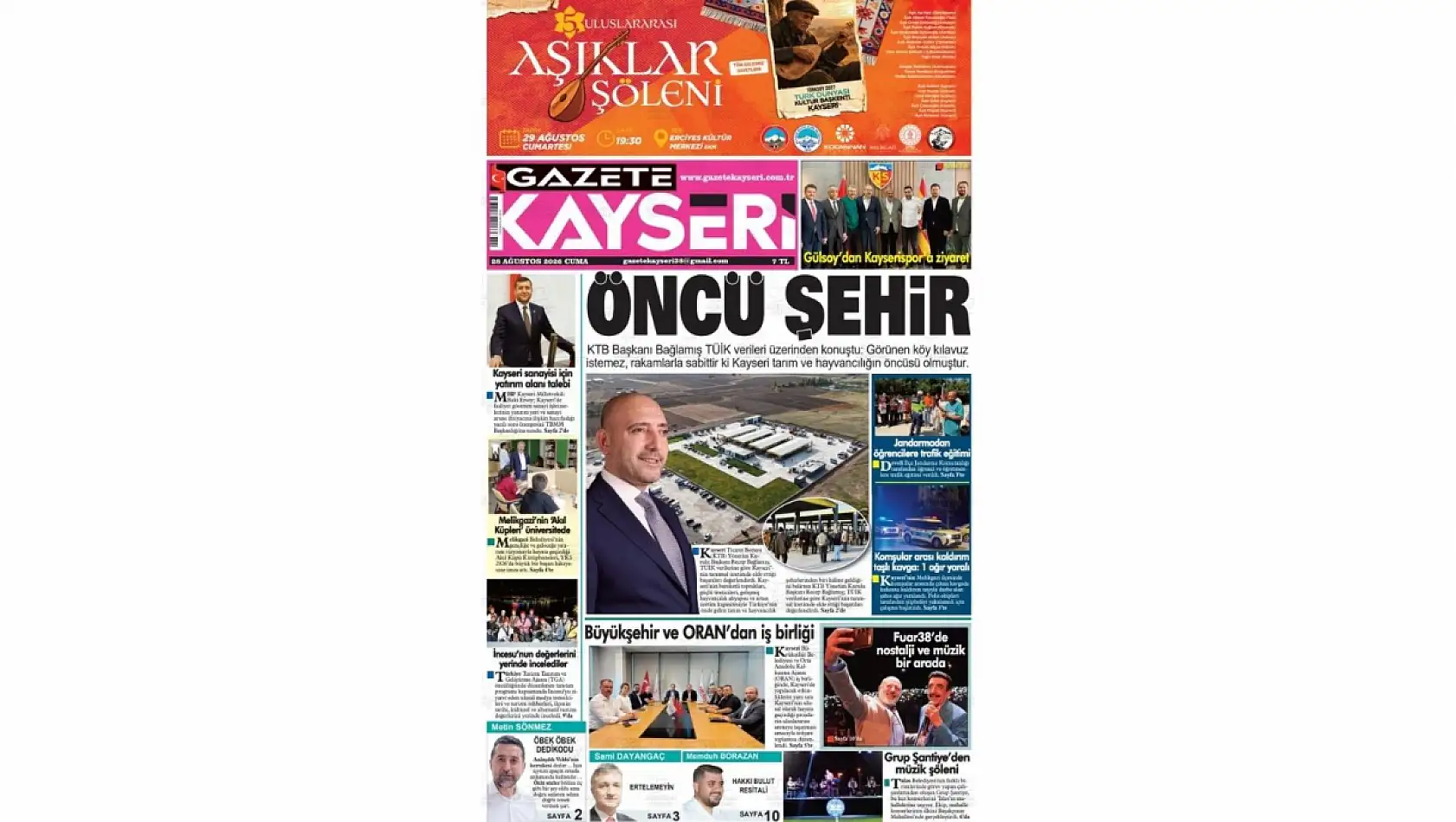Kayseri yerel gazeteleri 28 Ağustos sabahına hangi manşetlerle çıktı?