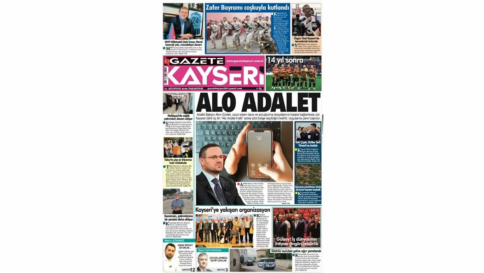 Kayseri yerel gazeteleri 31 Ağustos sabahına hangi manşetlerle çıktı?