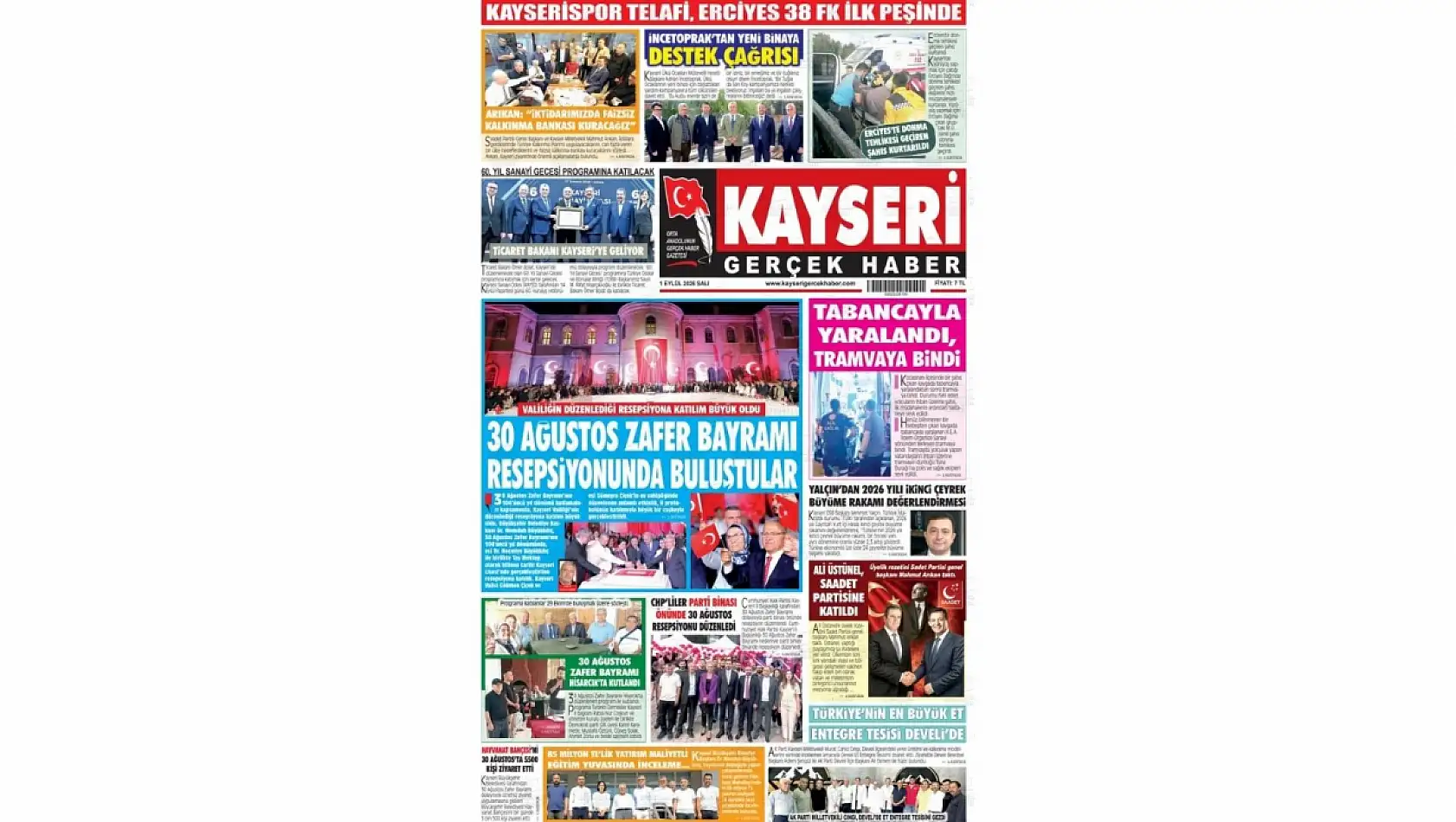 Kayseri yerel gazeteleri 1 Eylül sabahına hangi manşetlerle çıktı?