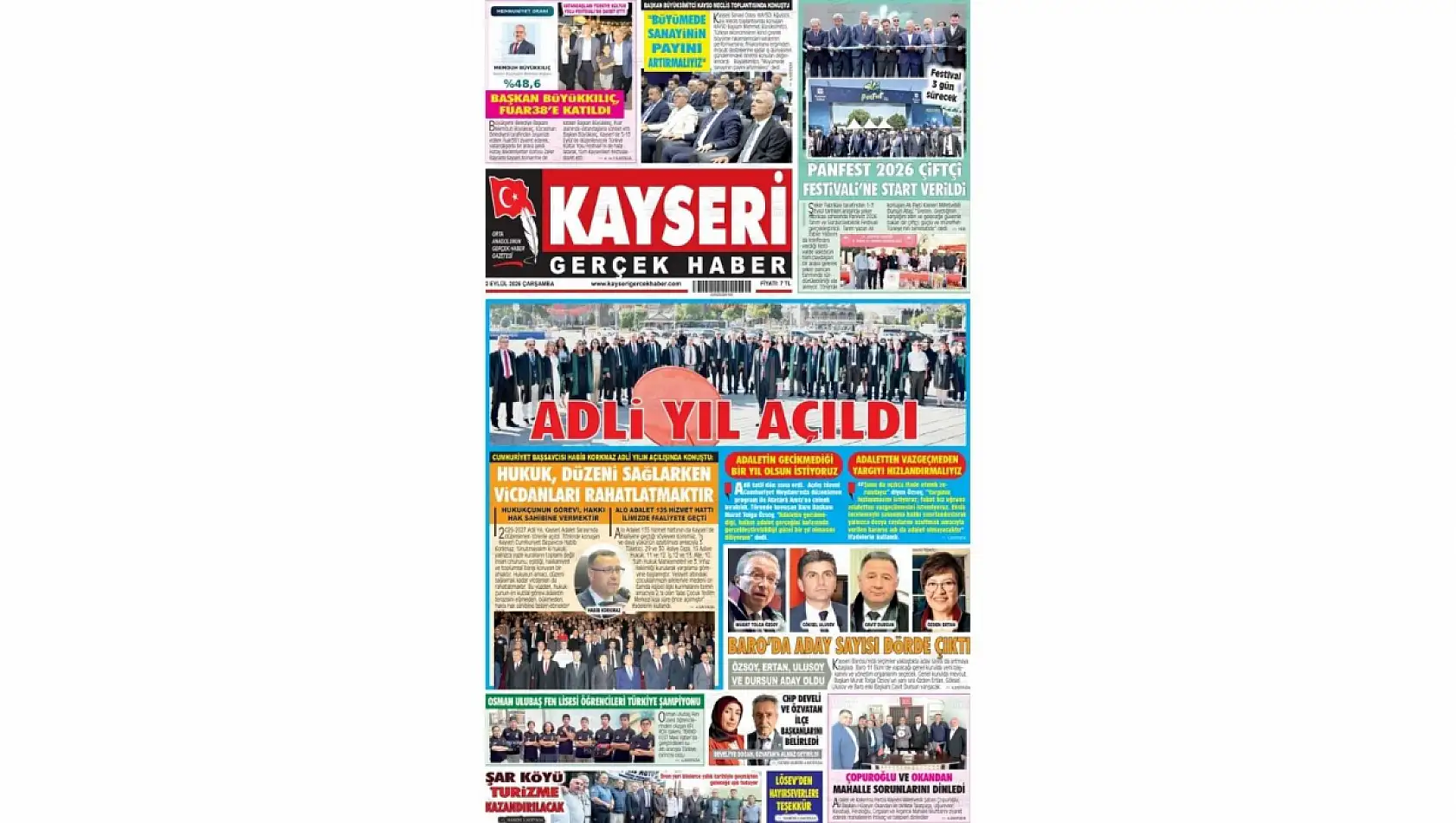 Kayseri yerel gazeteleri 2 Eylül sabahına hangi manşetlerle çıktı?