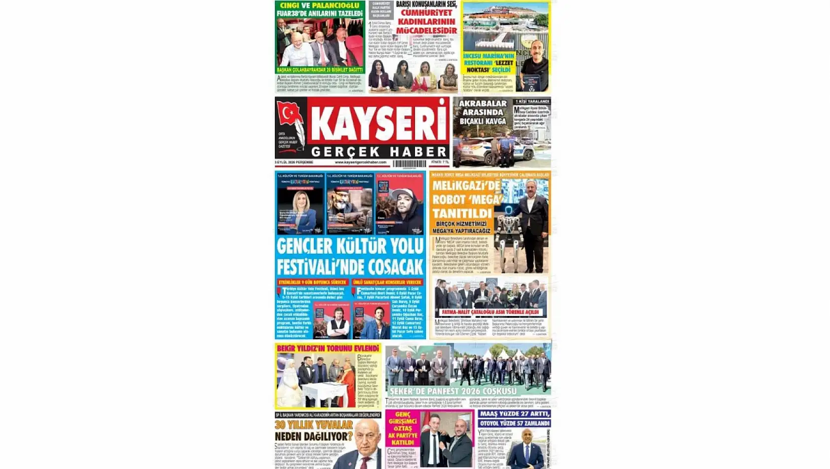Kayseri yerel gazeteleri 3 Eylül sabahına hangi manşetlerle çıktı?