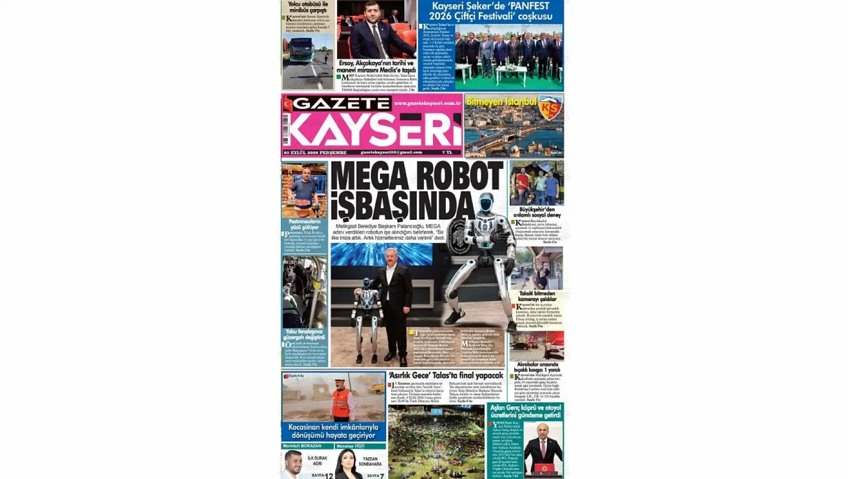Kayseri yerel gazeteleri 3 Eylül sabahına hangi manşetlerle çıktı?