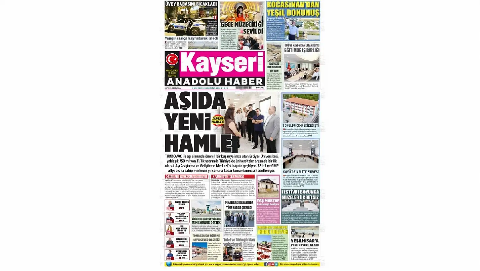 Kayseri yerel gazeteleri 4 Eylül sabahına hangi manşetlerle çıktı?