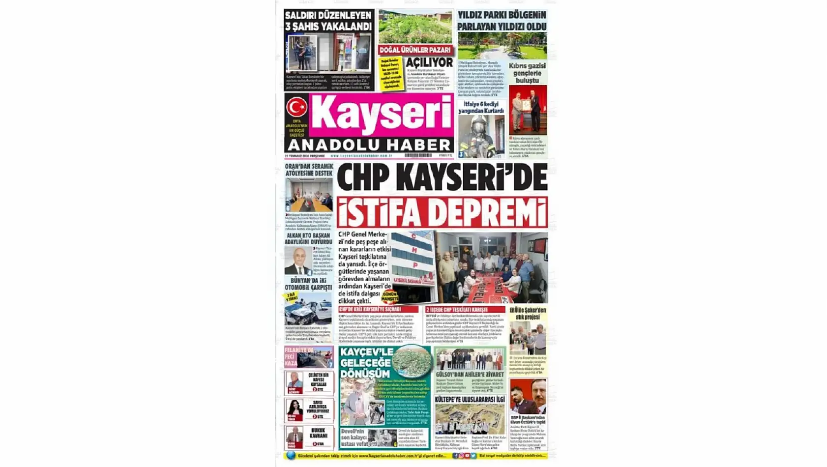 Kayseri yerel gazetelerinden 23 Temmuz sabahına çarpıcı manşetler!