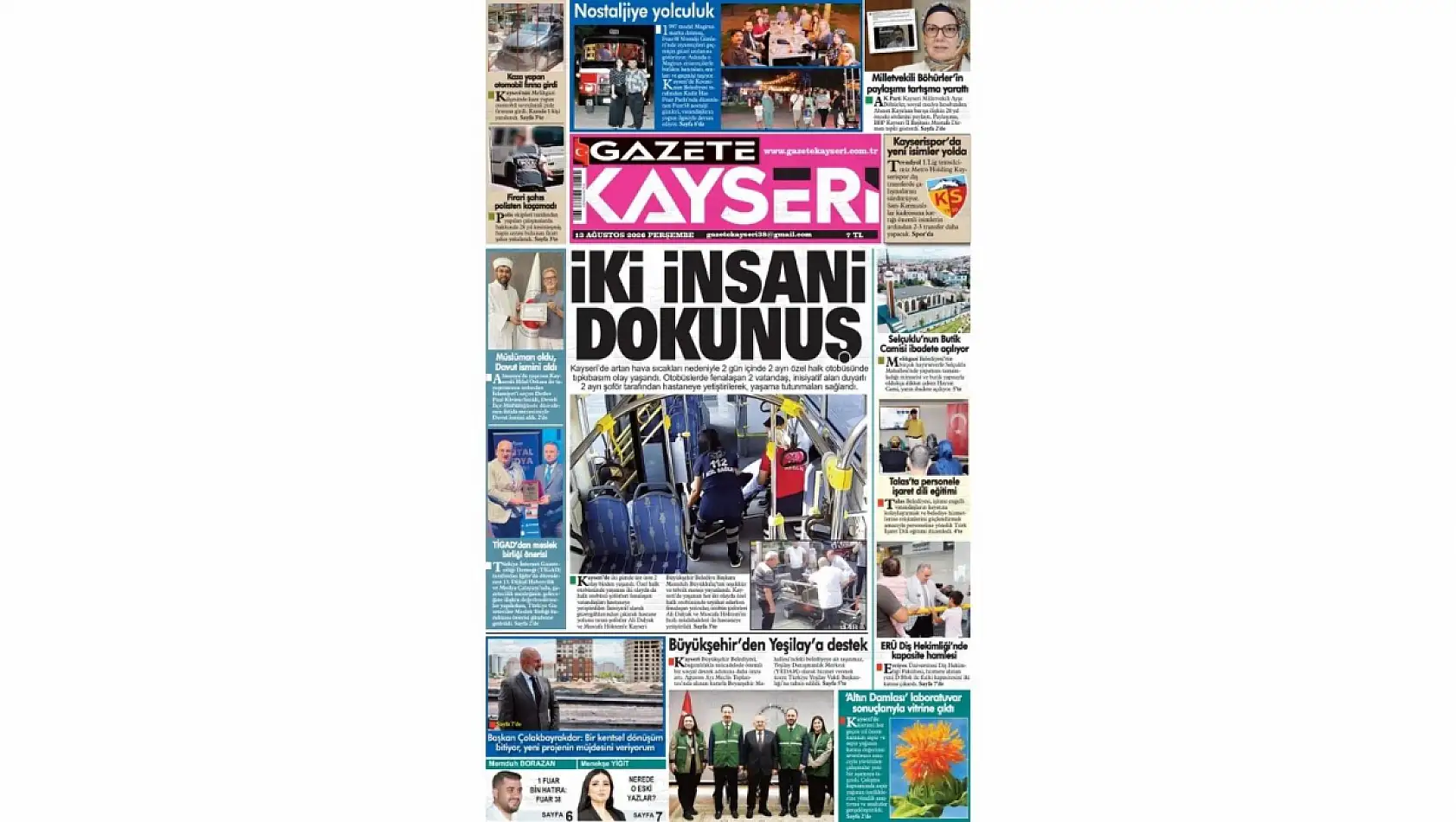 Kayseri yerel gazeteleri 13 Ağustos sabahına hangi manşetlere çıktı?