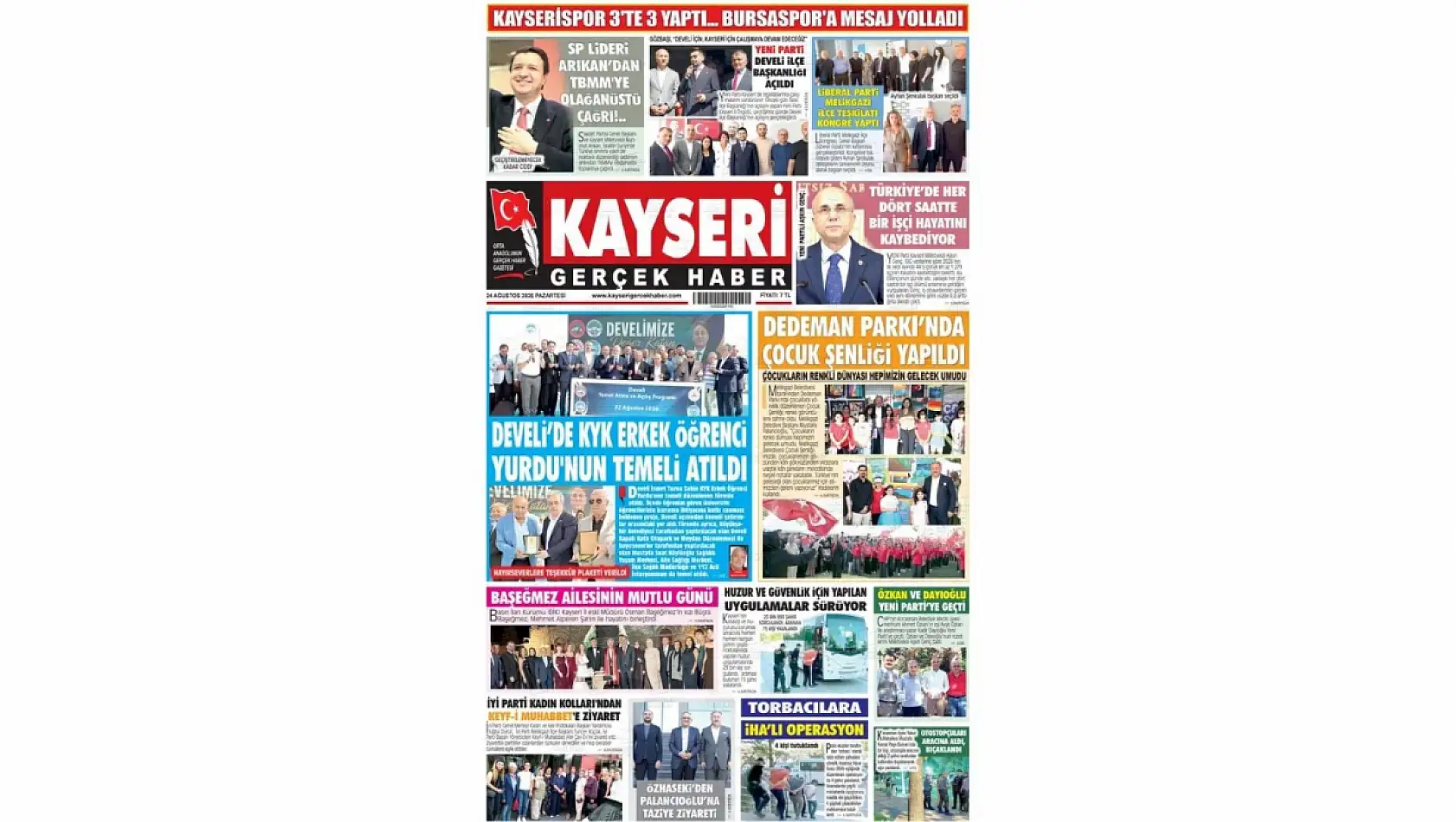 Kayseri yerel gazeteleri 24 Ağustos sabahına hangi manşetlerle çıktı?