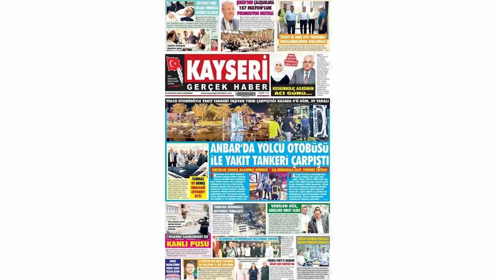 Kayseri yerel gazetelerinde manşet tek: ''Can Pazarı''
