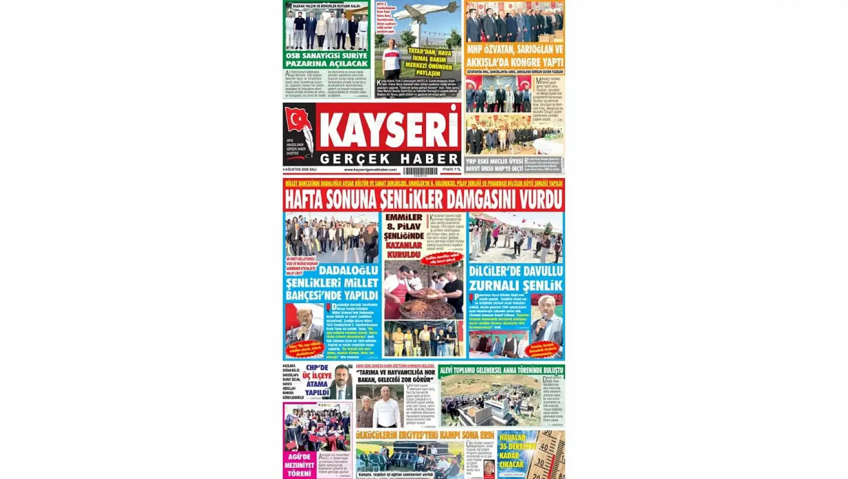 Kayseri yerel gazeteleri 4 Ağustos sabahına hangi manşetlerle çıktı?