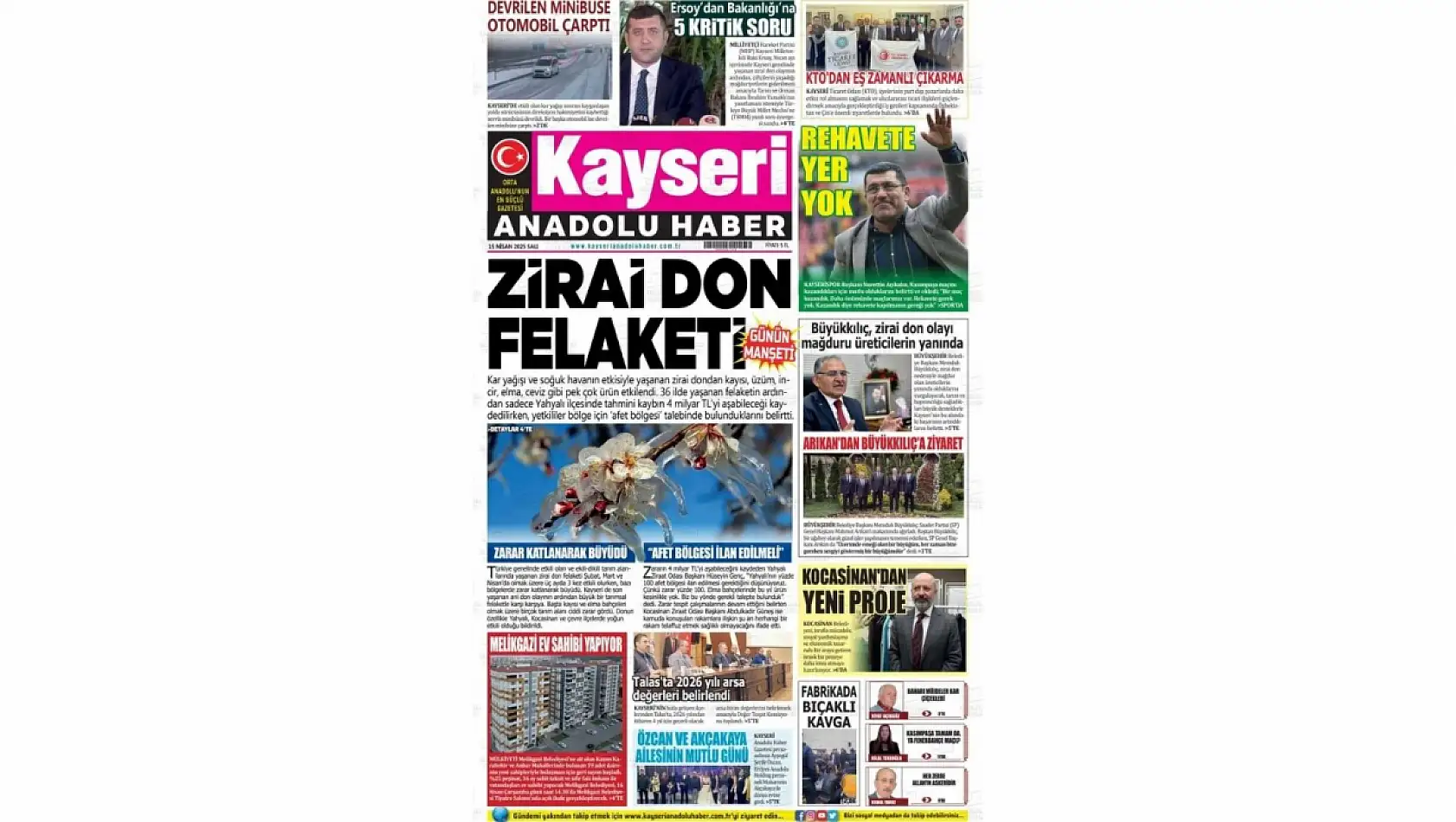 Kayseri Gazeteleri'nde 15 Nisan 2025 gündemi belli oldu - İşte yerel basında öne çıkan başlıklar…