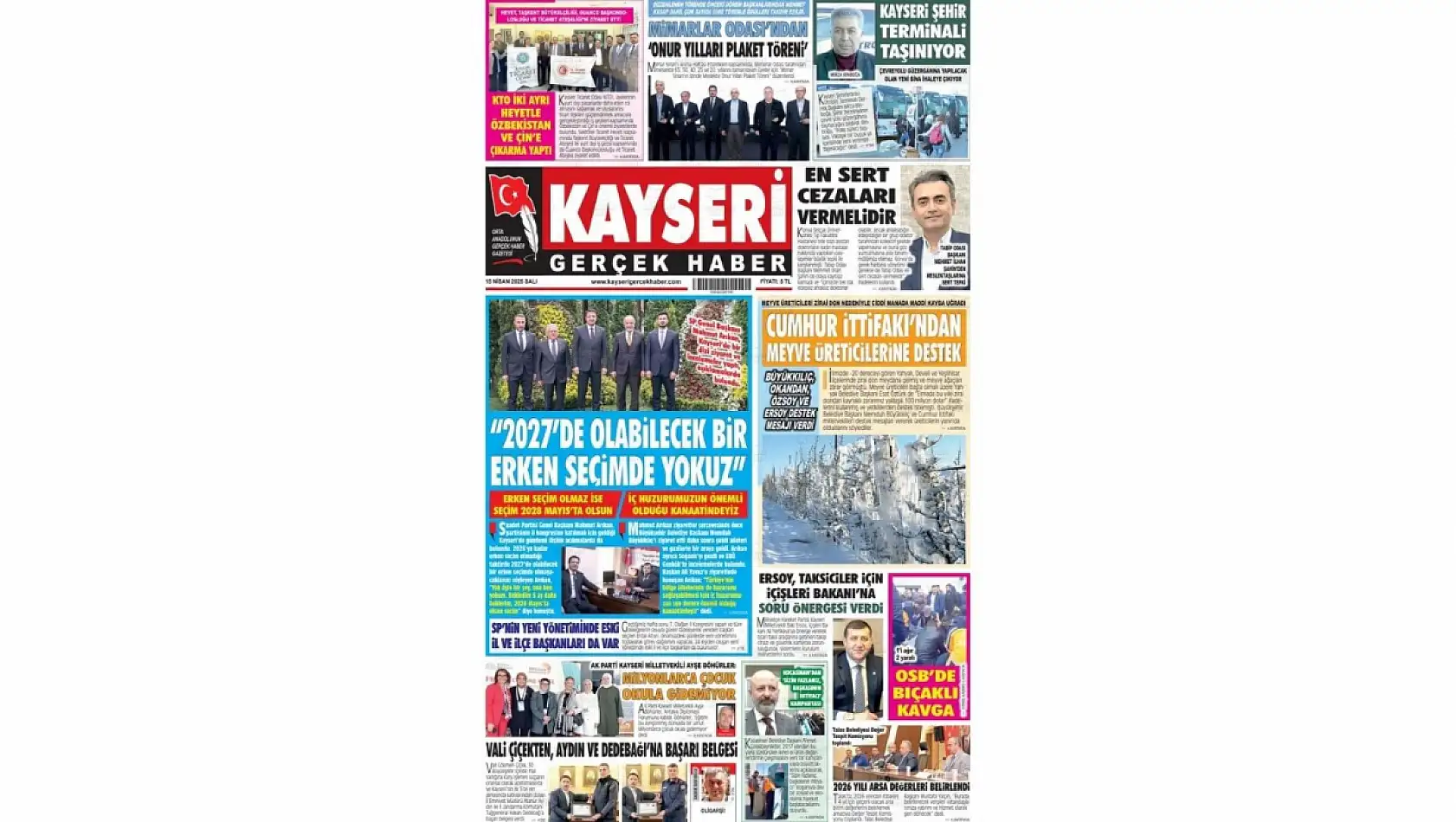 Kayseri Gazeteleri'nde 15 Nisan 2025 gündemi belli oldu - İşte yerel basında öne çıkan başlıklar…