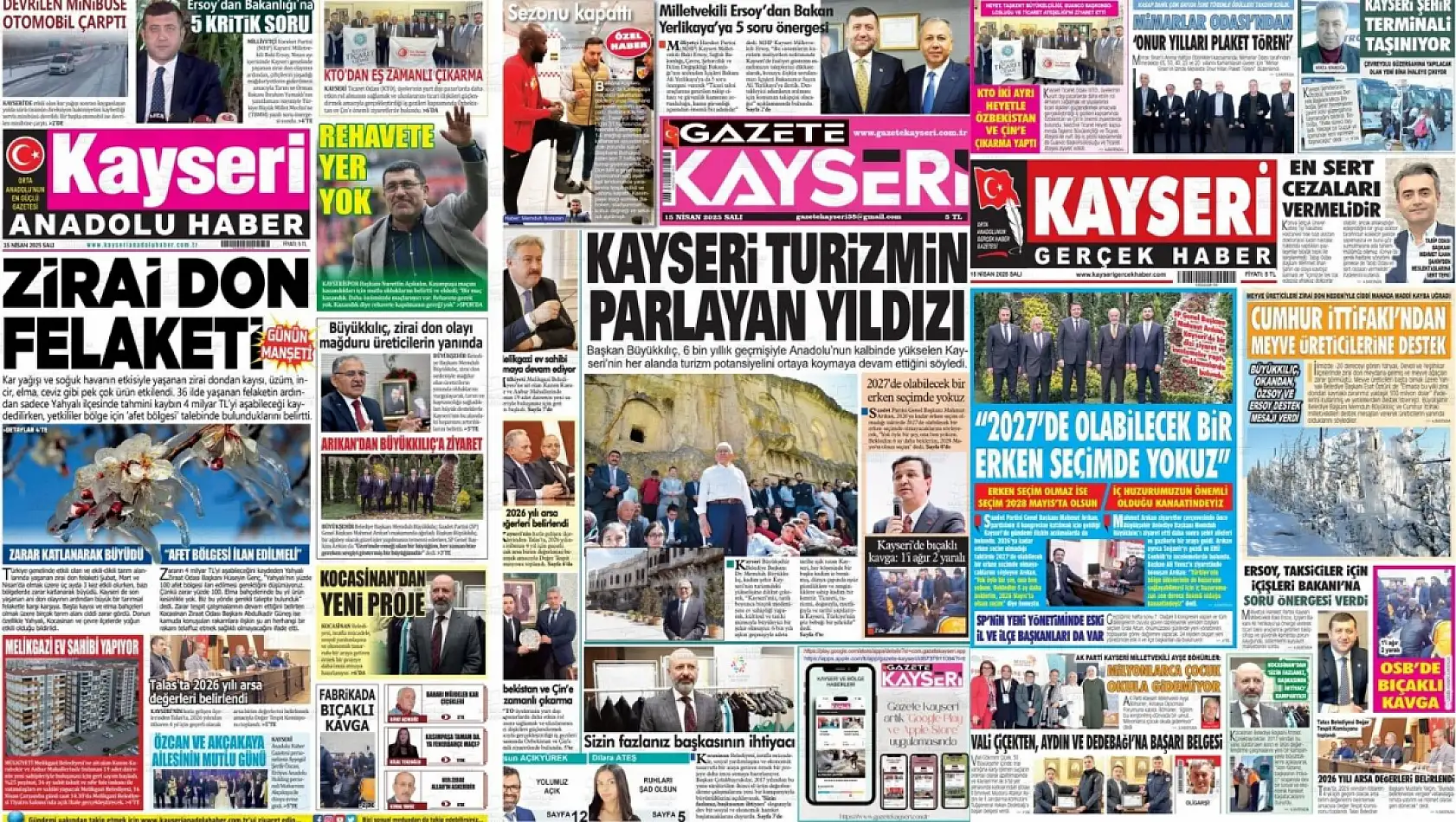 Kayseri Gazeteleri'nde 15 Nisan 2025 gündemi belli oldu - İşte yerel basında öne çıkan başlıklar…
