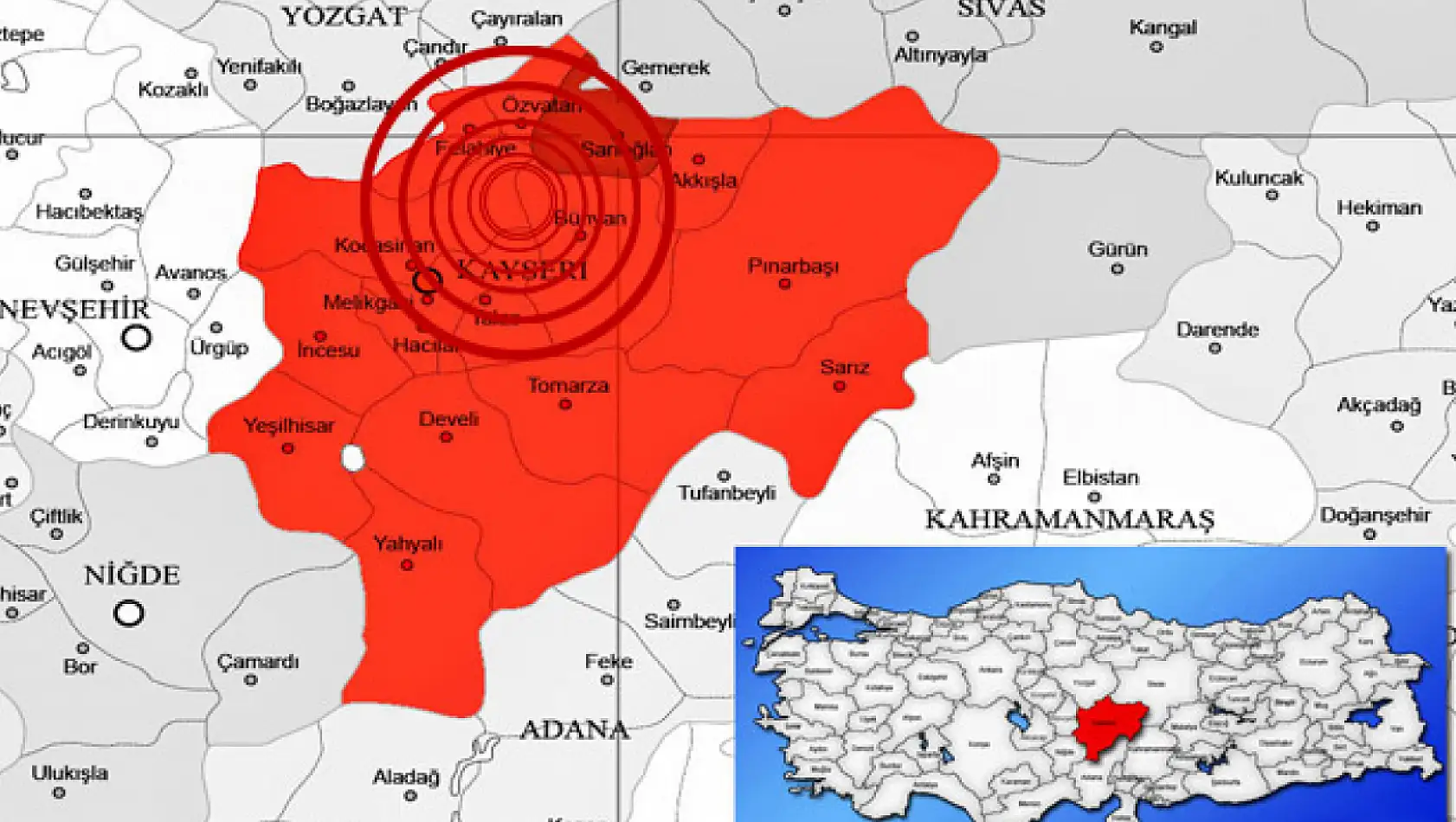 Kayseri'de deprem meydana geldi