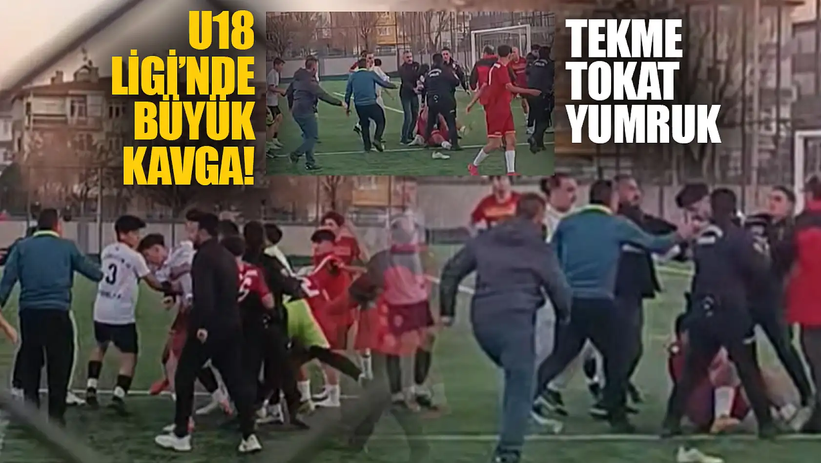 Kayseri U18 Ligi'nde Kavga! Maçtan sonra ortalık karıştı - Futbolcular birbirine girdi