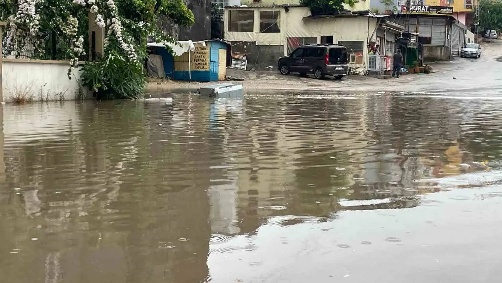 Adana'da ağaçlar söküldü, vinç devrildi