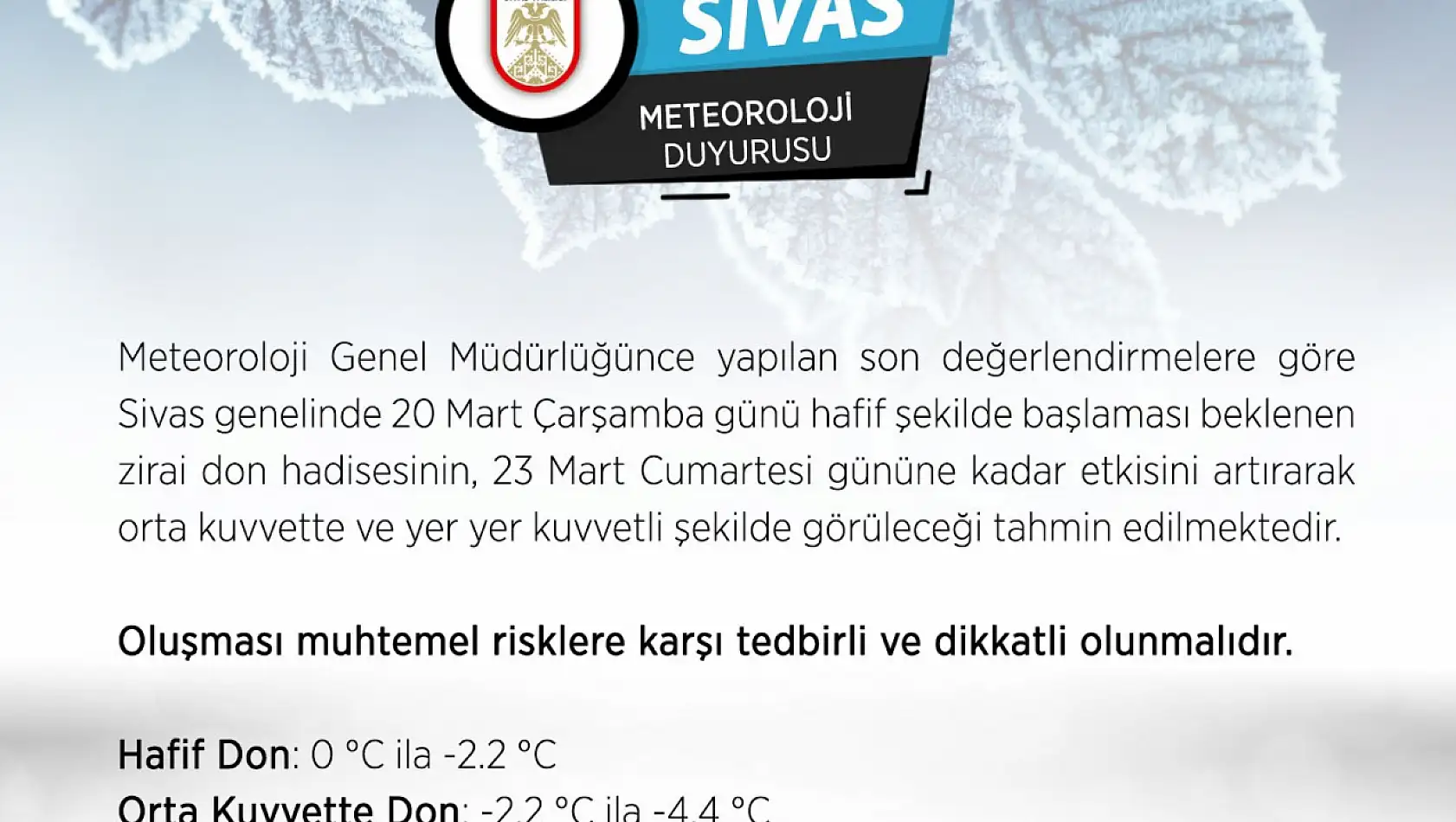 Sivas için önemli uyarı – 3 gün sürecek