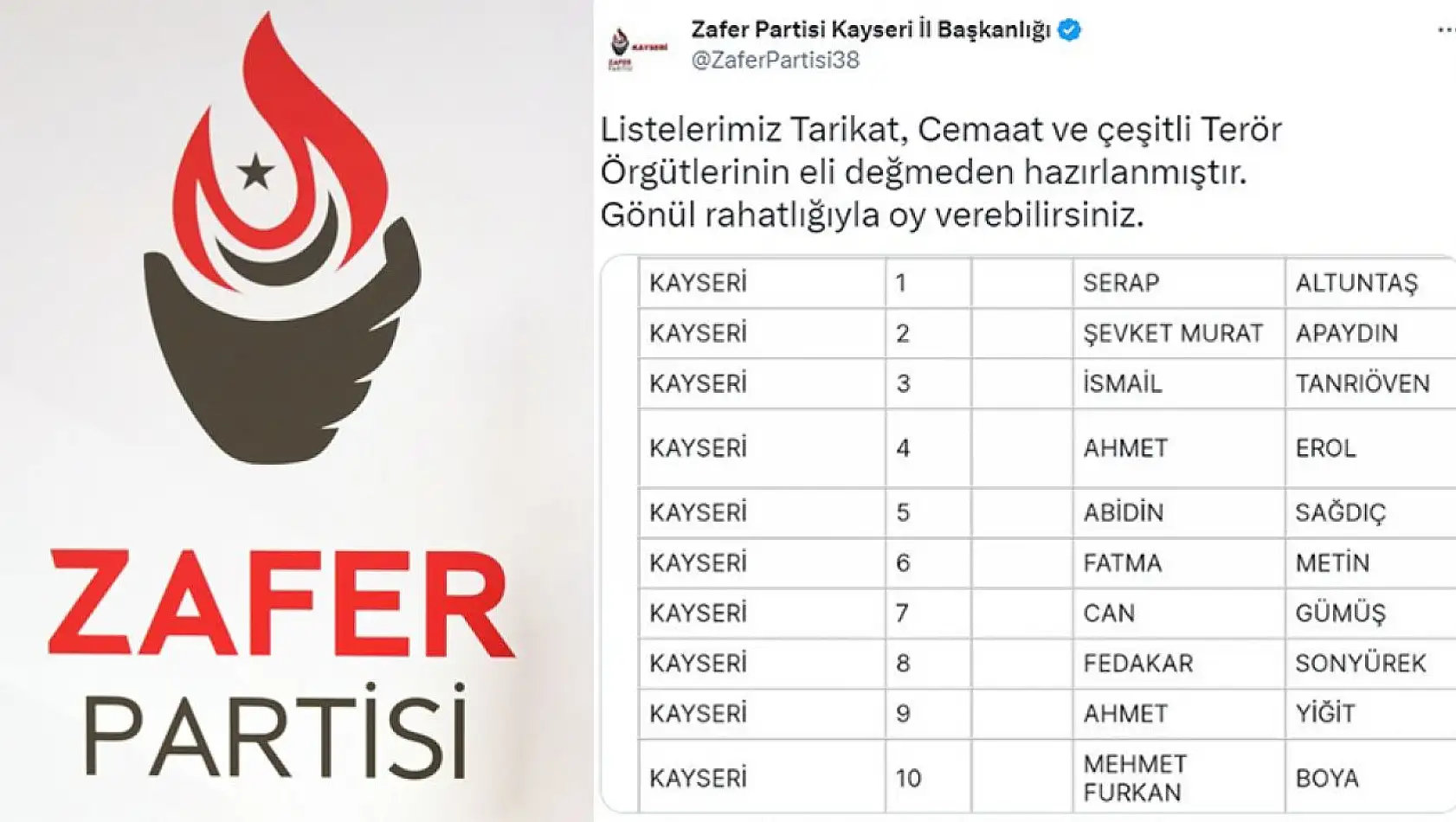 Zafer Partisi'nden dikkat çeken paylaşım!