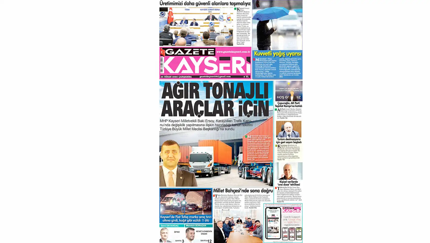 Kayseri Gazeteleri 30 Nisan 2025 gündemi - Yerel basında öne çıkan manşetler...