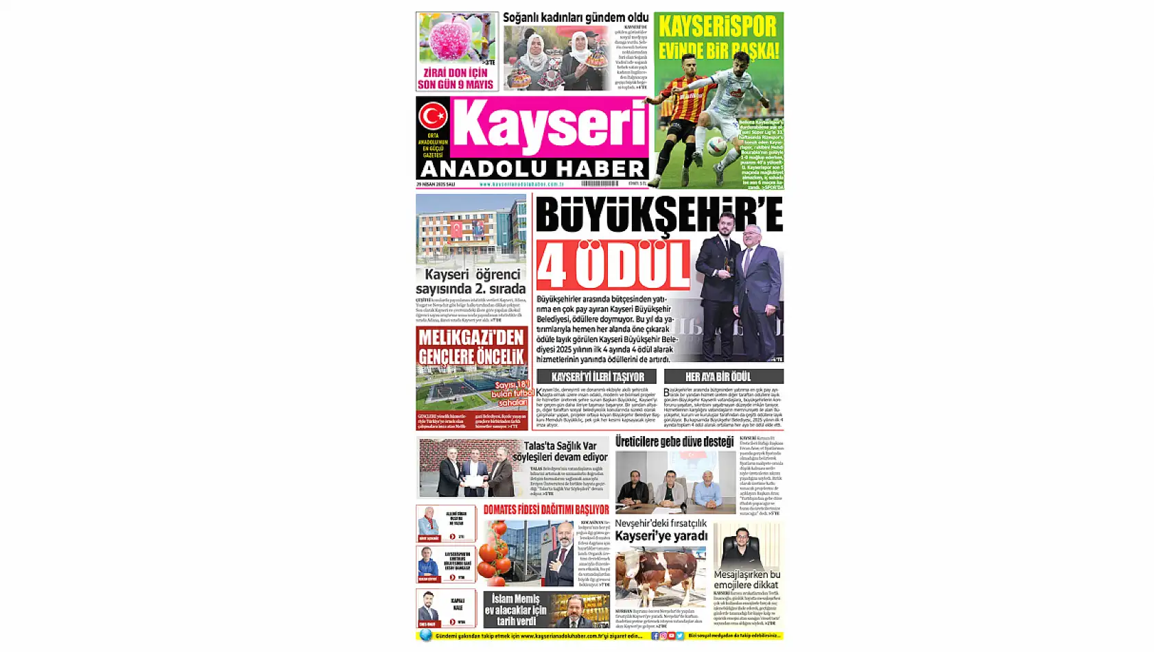 Kayseri Gazeteleri 29 Nisan Salı gündemi - Yerel basında öne çıkan manşetler...