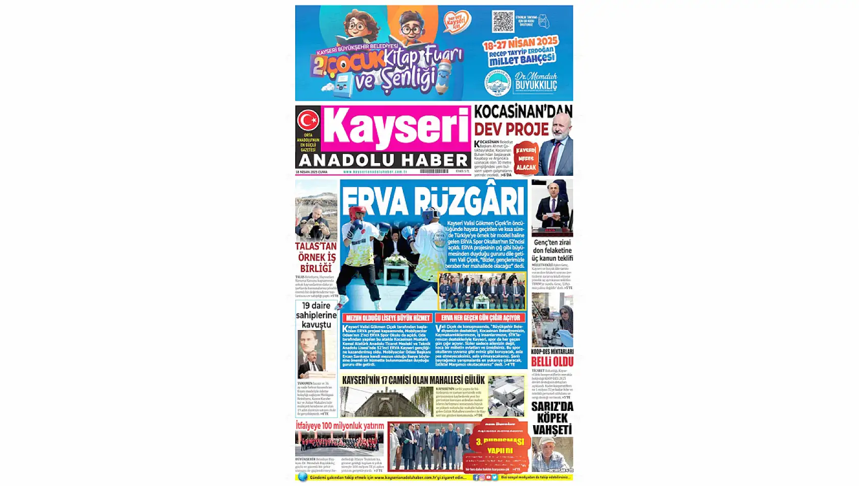 Kayseri Gazeteleri 18 Nisan Cuma gündemi - Yerel basında öne çıkan manşetler...