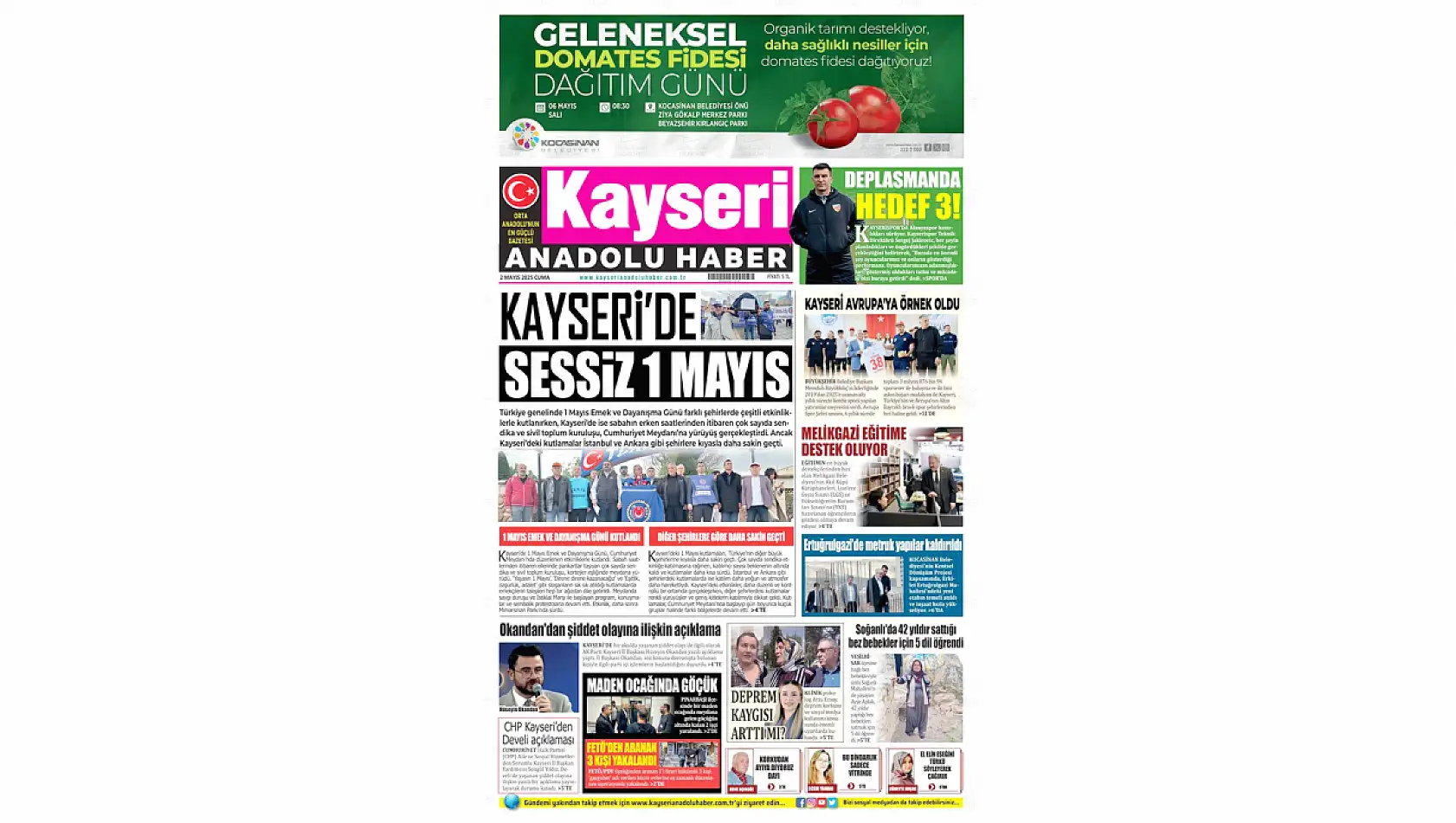 Kayseri Gazeteleri 2 Mayıs Cuma gündemi - Yerel basında öne çıkan manşetler...