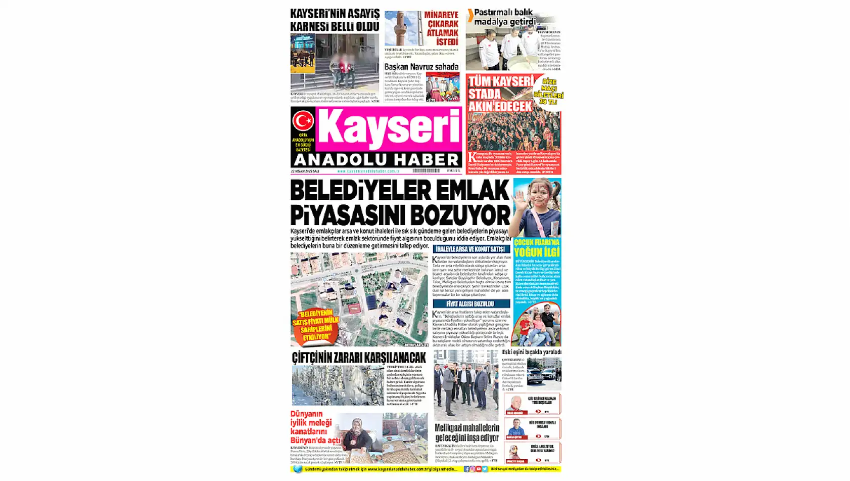 Kayseri Gazeteleri 22 Nisan Salı gündemi - Yerel basında öne çıkan manşetler...